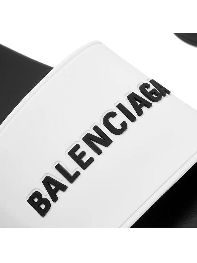 Luxury Balenciaga Embossed Logo Band Slippers White Black