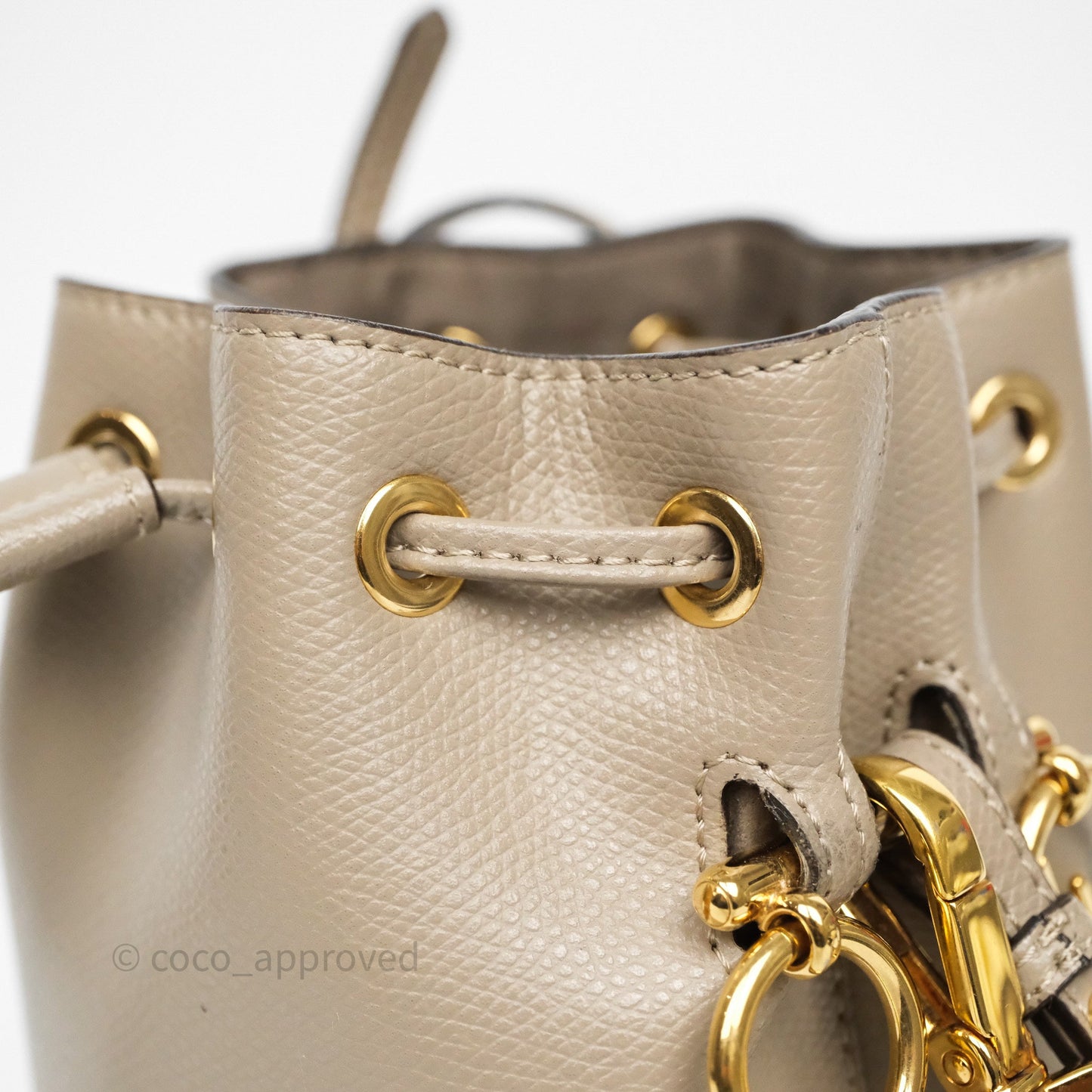 Fendi Mini Mon Tresor Bucket Bag Tortora Grained Calfskin