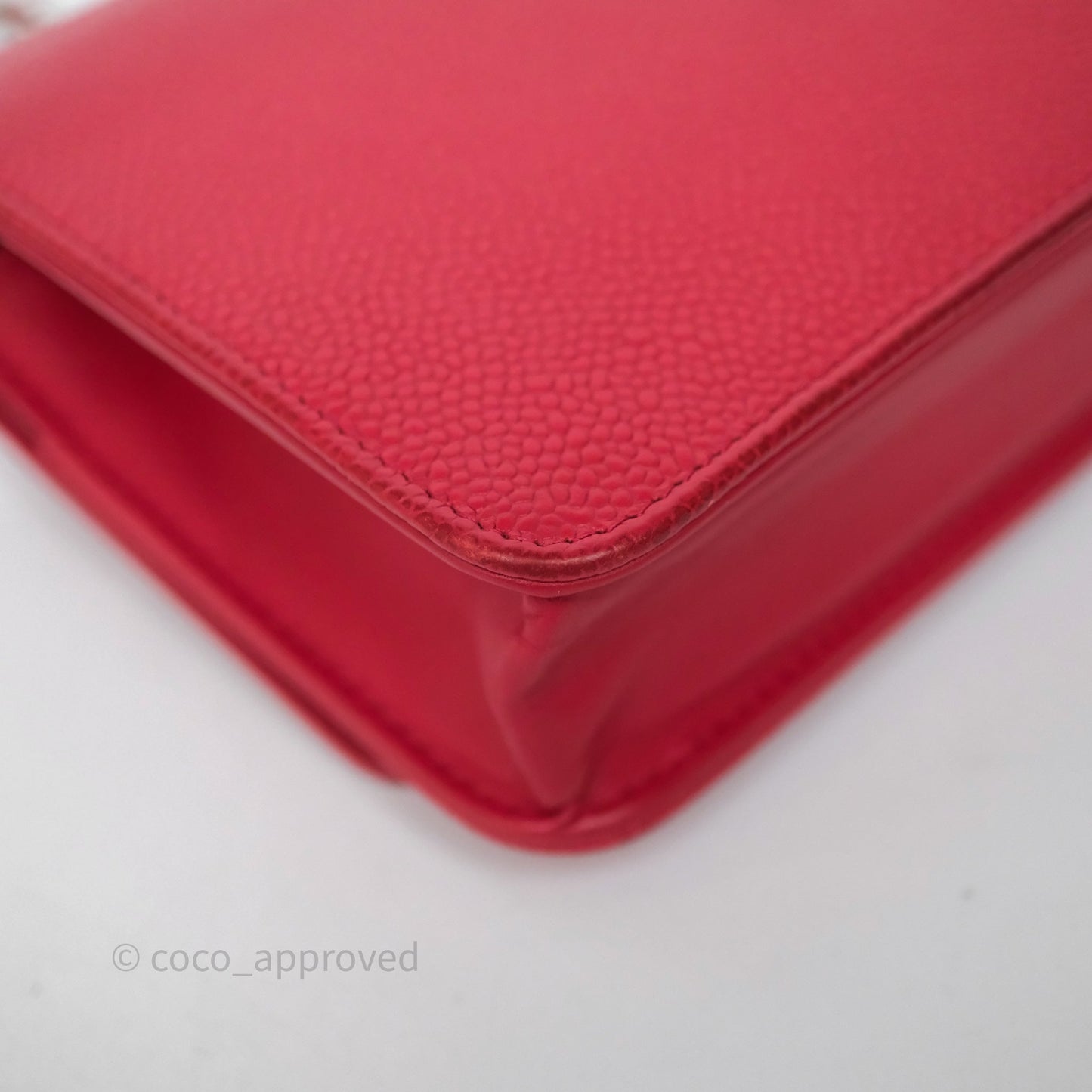 Chanel CC Wallet On Chain WOC Dark Pink Caviar Silver Hardware