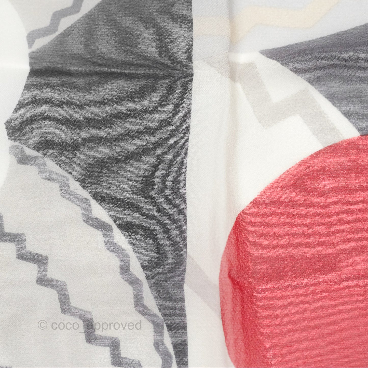 Chanel CC Silk Square Scarf 90 Grey/Red/White