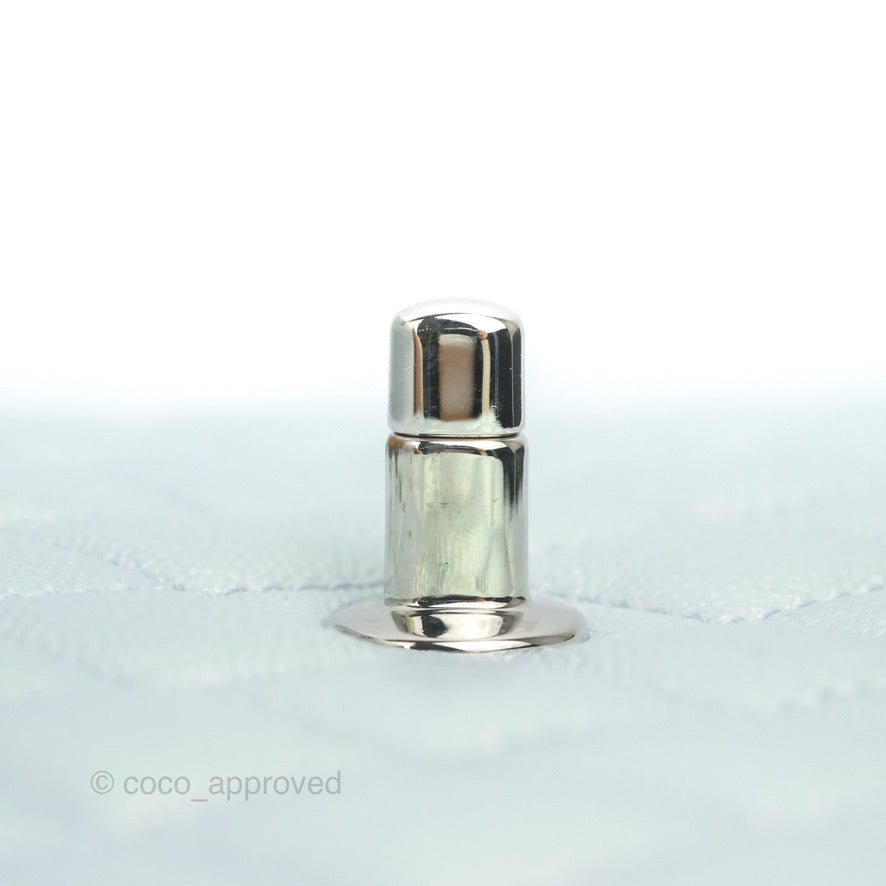 Chanel Small Coco Handle Quilted Iridescent Light Blue Caviar Rainbow Hardware