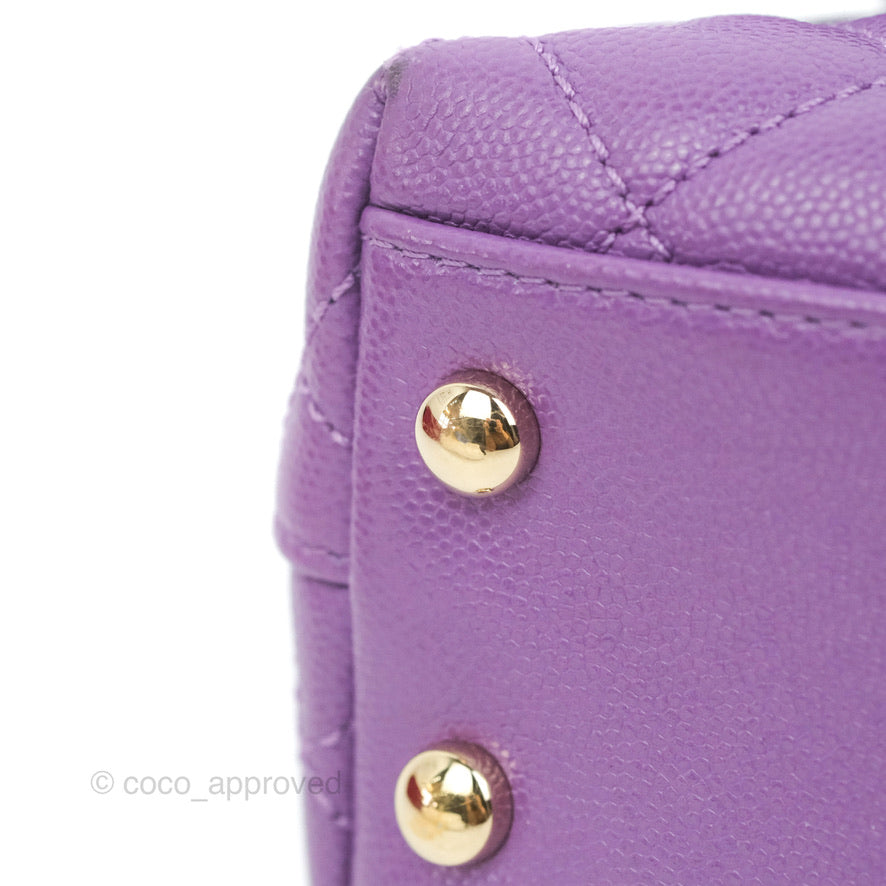 Chanel Mini Coco Handle Quilted Purple Caviar Gold Hardware