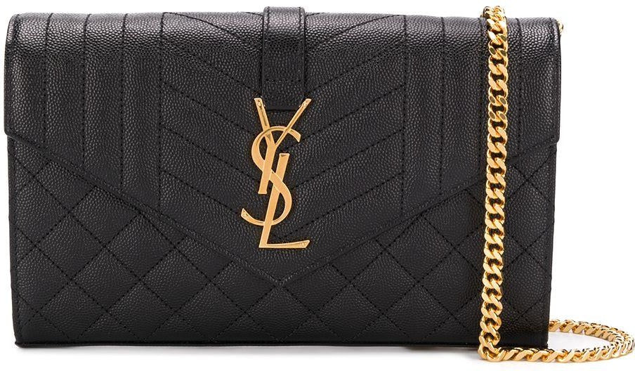Luxury Saint Laurent Women's Monogram Chained Wallet in Nero/Nero/ Nero | 620280BOW911000