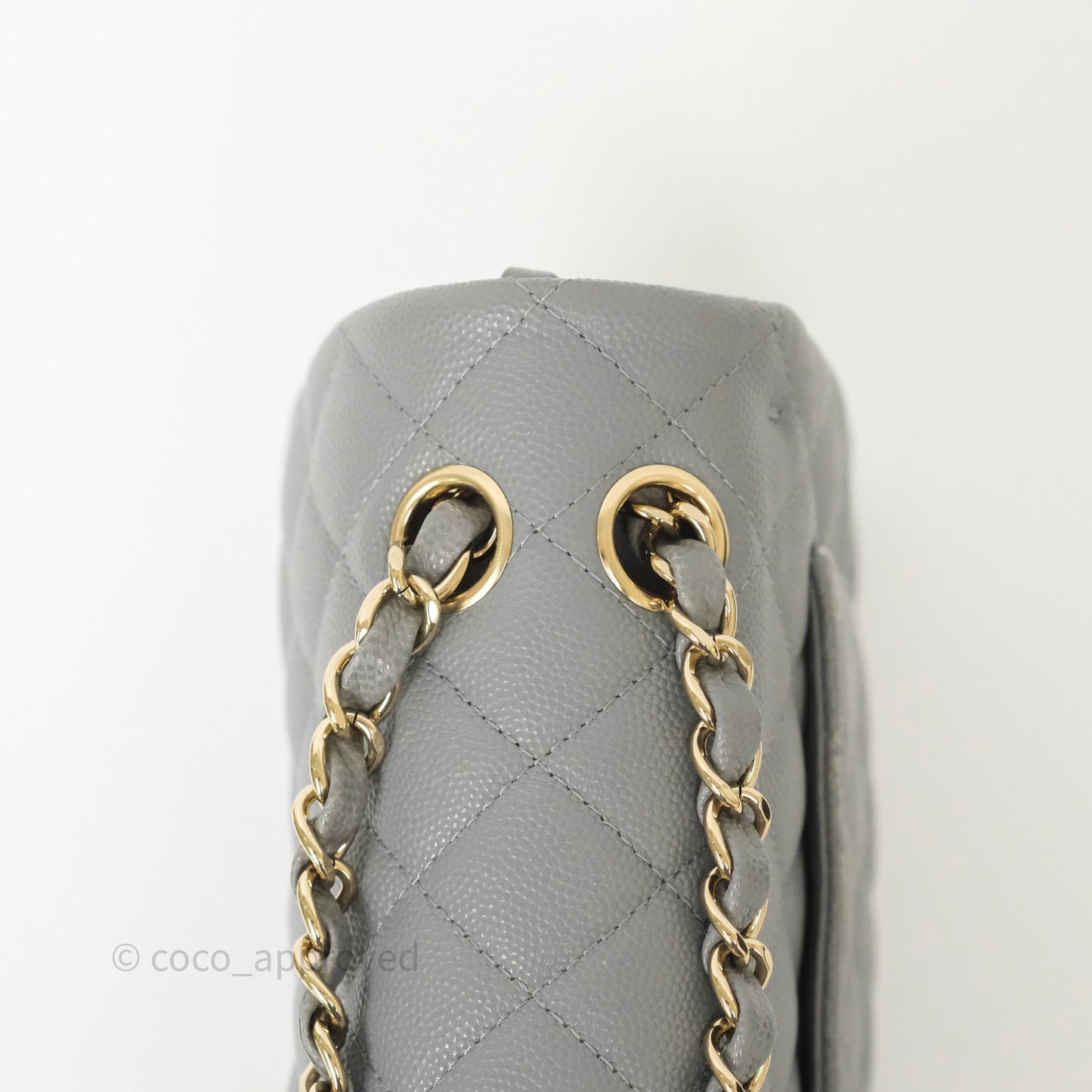 Chanel Small Classic Flap Quilted Grey Caviar Gold Hardware