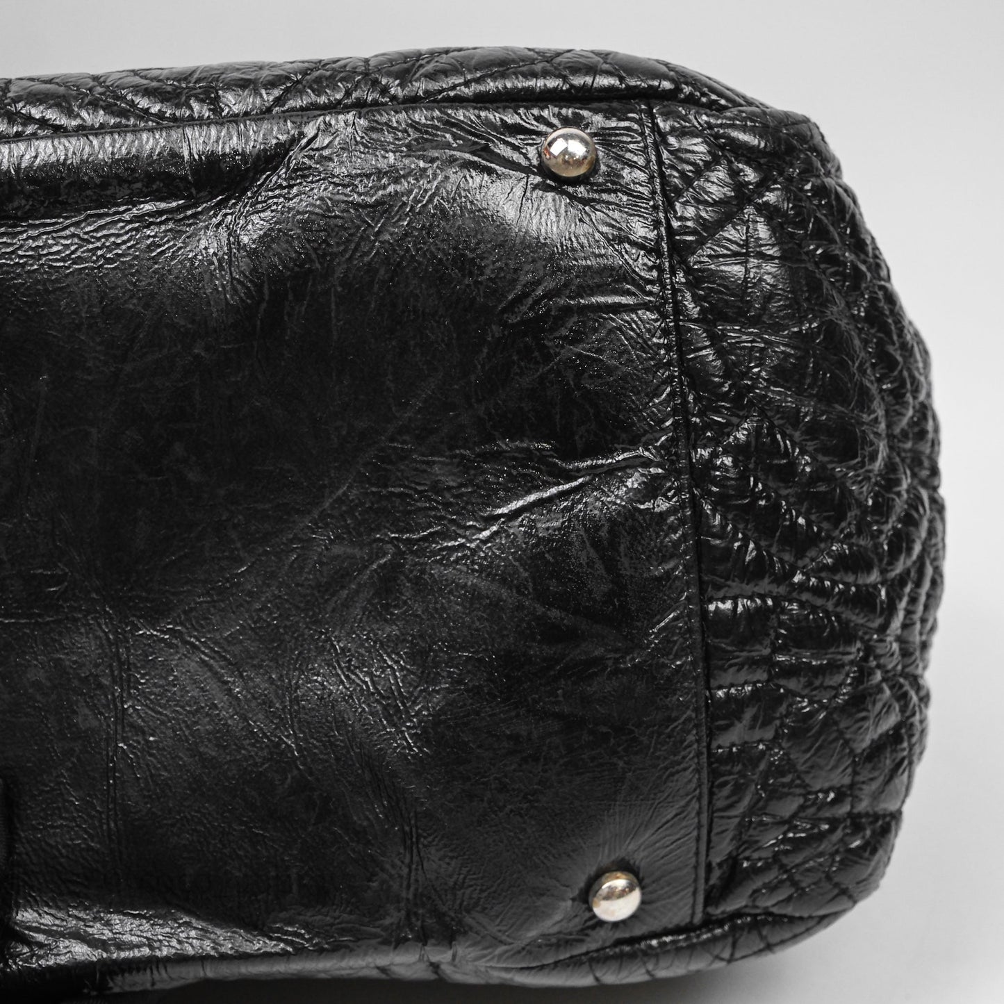Chanel Black Vinyl Graphic Edge Flap Bag Silver Hardware⁣⁣