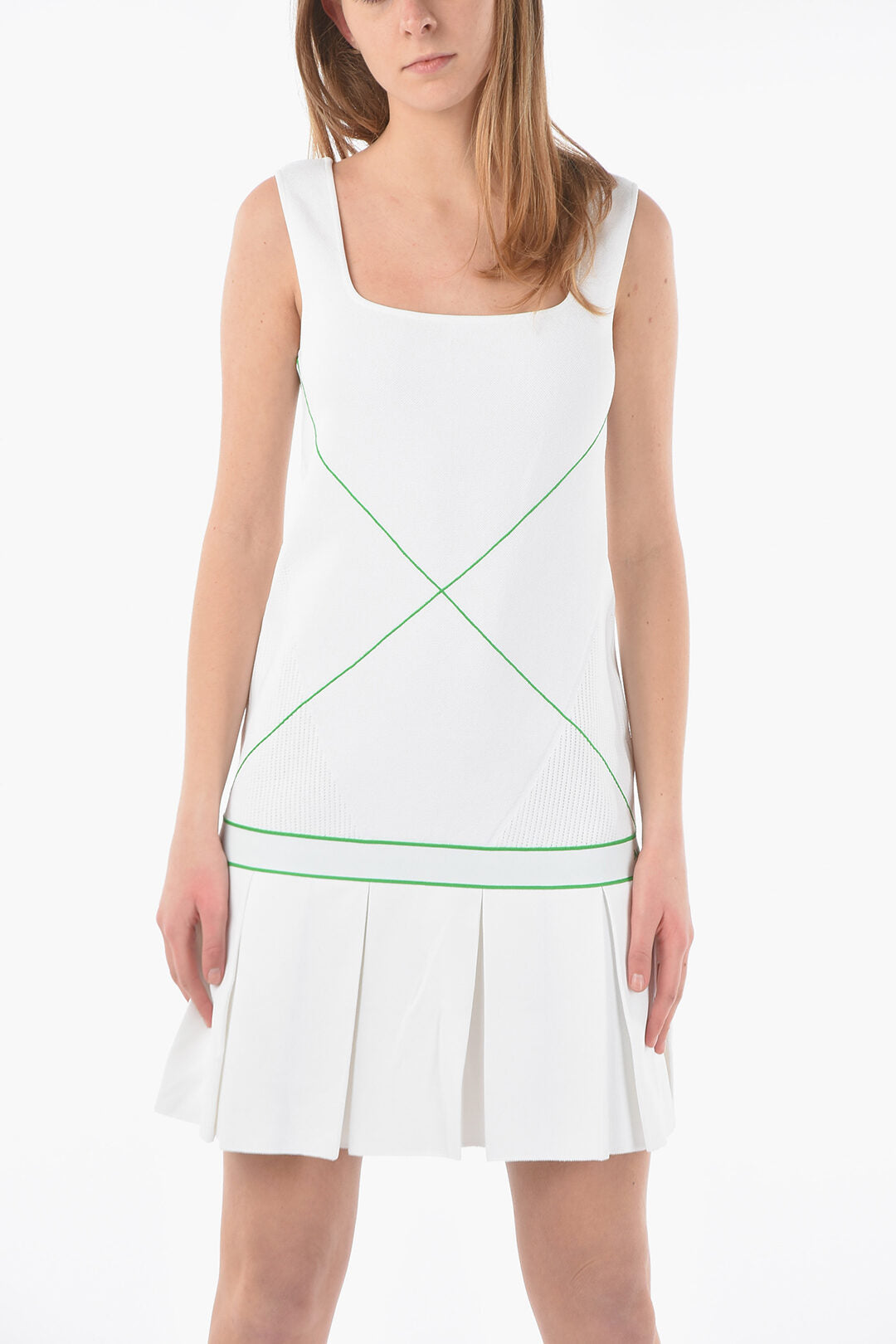 Luxury Bottega Veneta Square Neckline Mini Tennis Dress