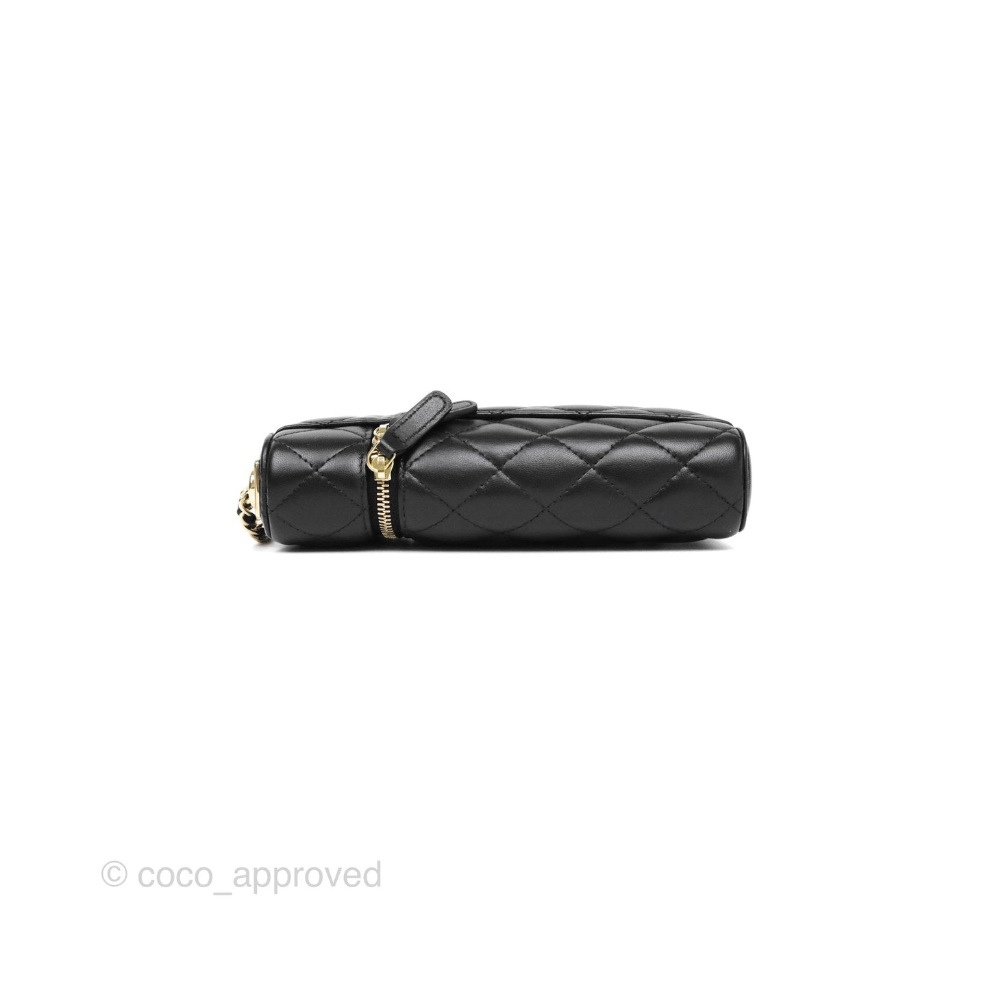 Chanel Trendy Vanity Phone Holder With Chain Black Lambskin Gold Hardware