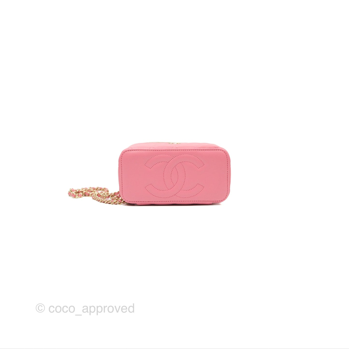 Chanel Vanity Rectangular Top Handle Pink Lambskin Gold Hardware