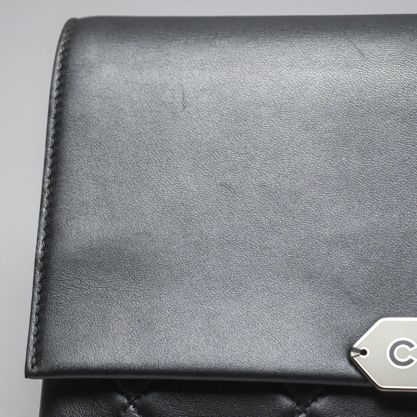 Chanel Clutch with Chain Metallic Dark Grey Silver Hardware