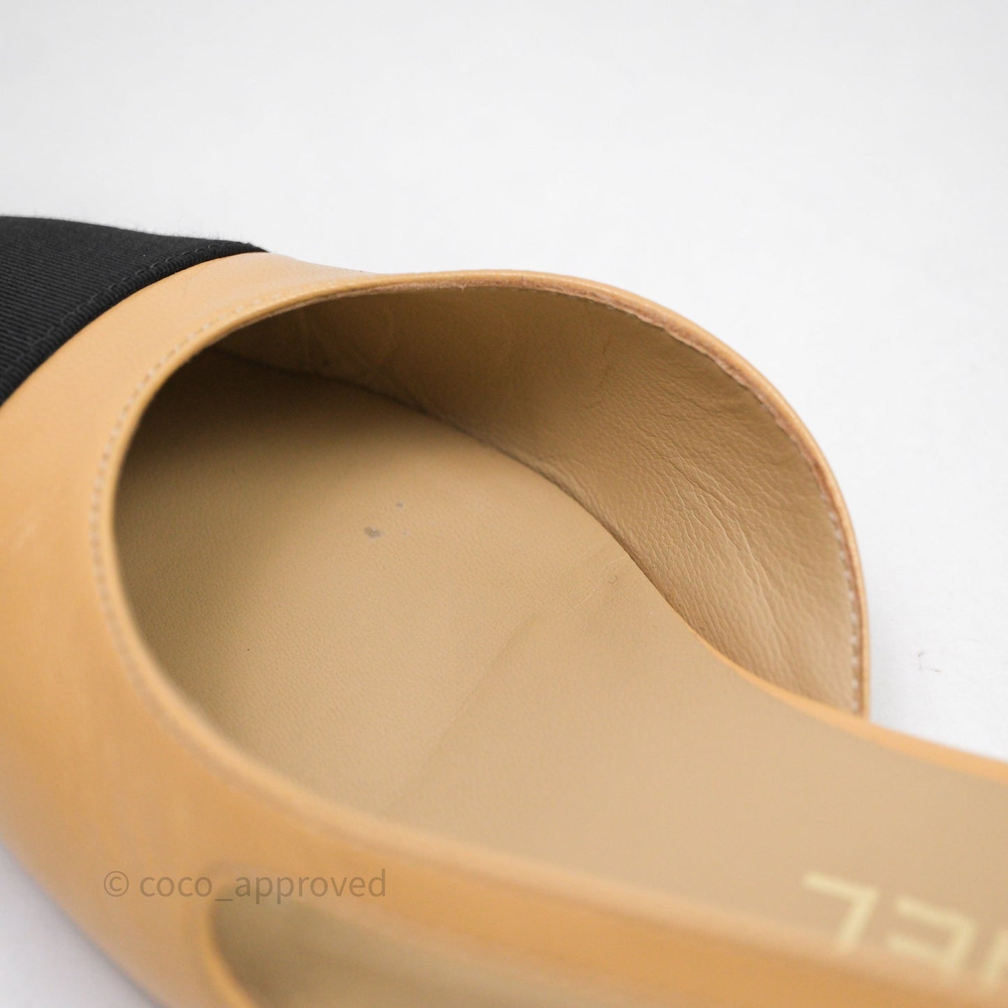 Chanel Classic Slingback Flats Beige Black Size 36