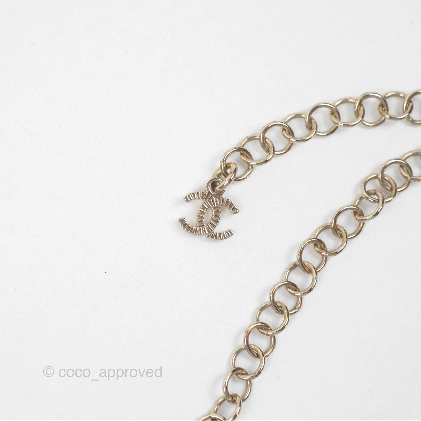 Chanel No5 Perfume Bottle Crystal Chain Choker Necklace Gold Tone 21S