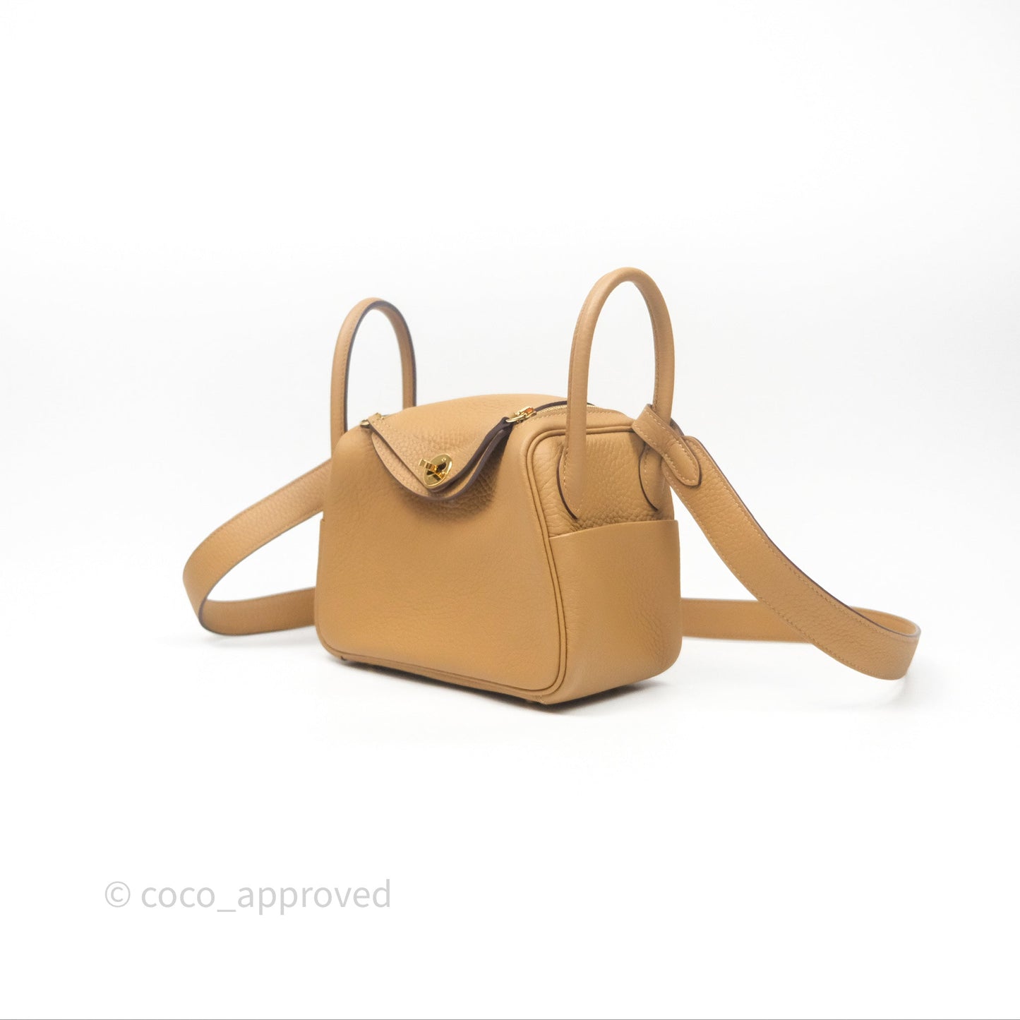 Hermès Mini Lindy 20 Biscuit 4B Clemence Gold Hardware With Rodeo