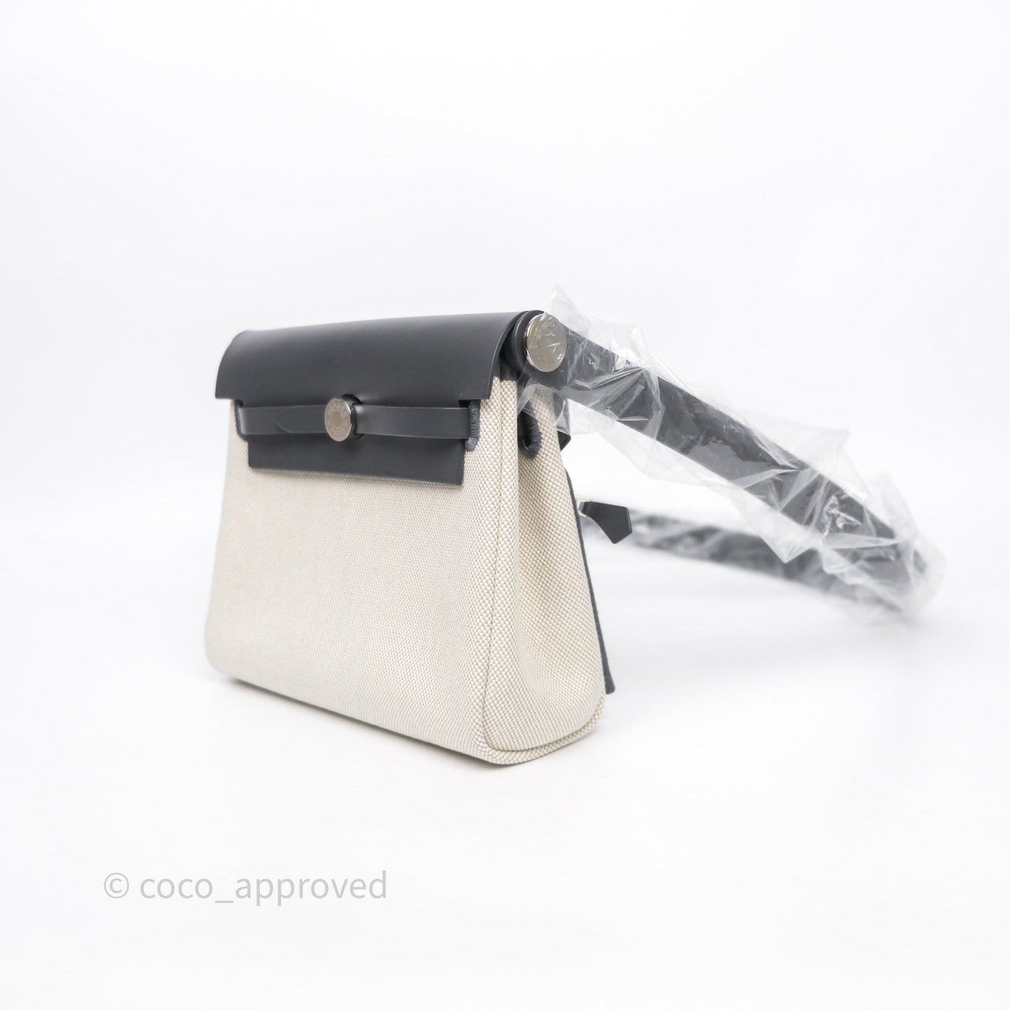 Hermès Zip 20 Mini Herbag Ecru-Bleu Glacier8U/Ardoise85 Canvas Palladium Hardware