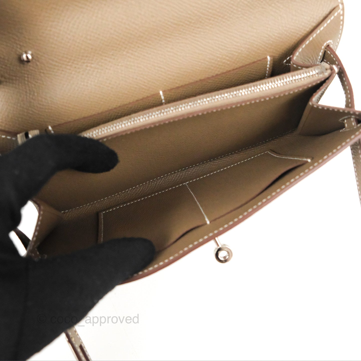 Hermès Kelly To Go Wallet Etoupe Epsom Palladium Hardware