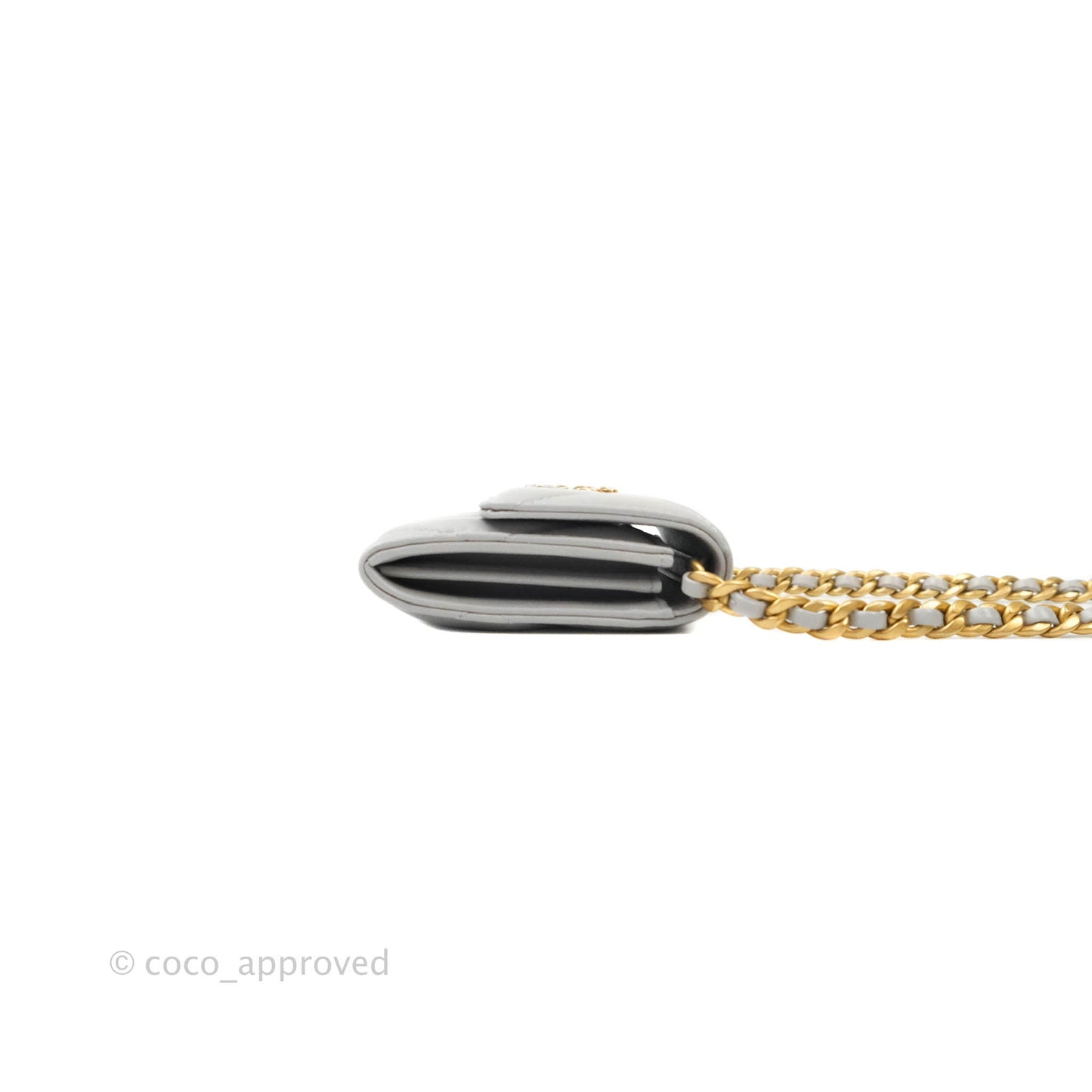 Chanel 19 Card Holder With Chain Grey Mixed Hardware