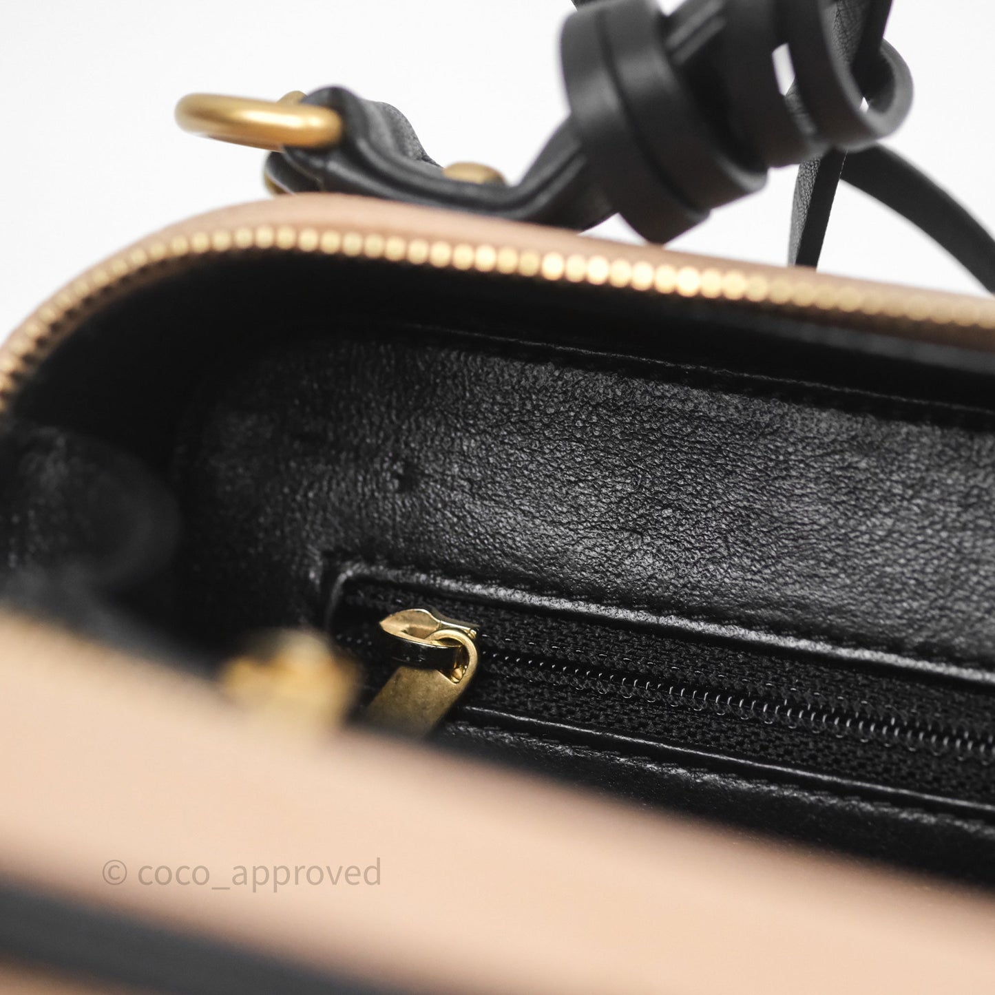 Chanel Quilted Medium CC Filigree Vanity Case Beige Caviar Gold Hardware