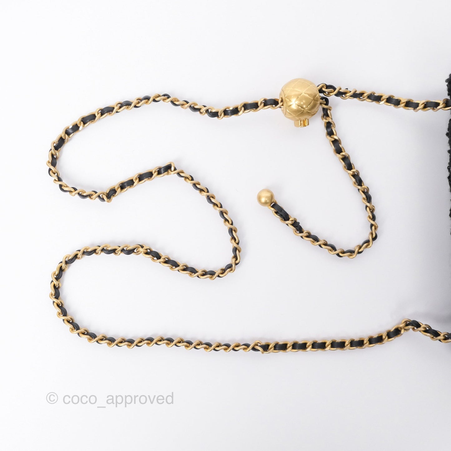 Chanel Pearl Crush Mini Rectangular Grid Black White Tweed Aged Gold Hardware
