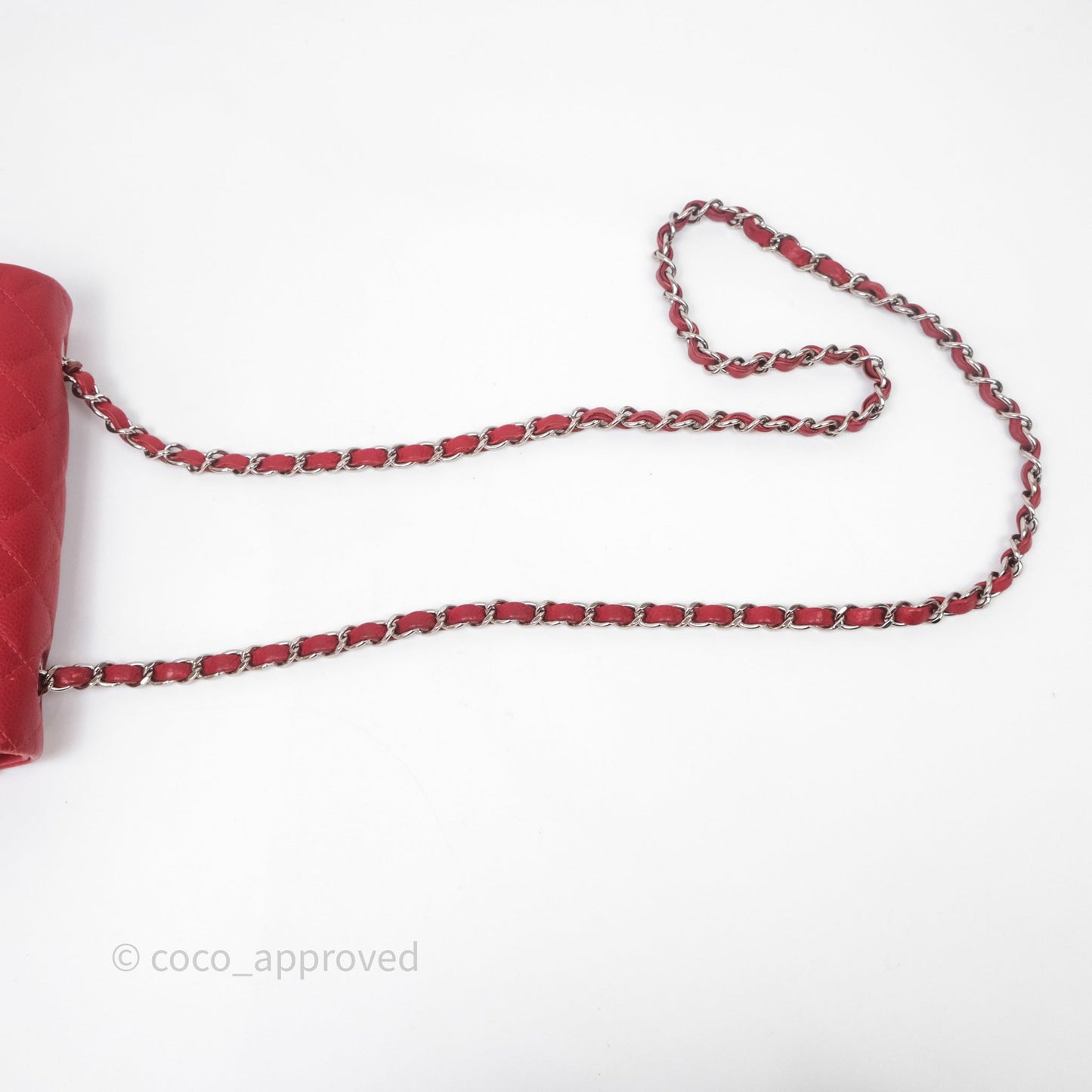 Chanel Quilted Mini Rectangular Flap Red Caviar Silver Hardware
