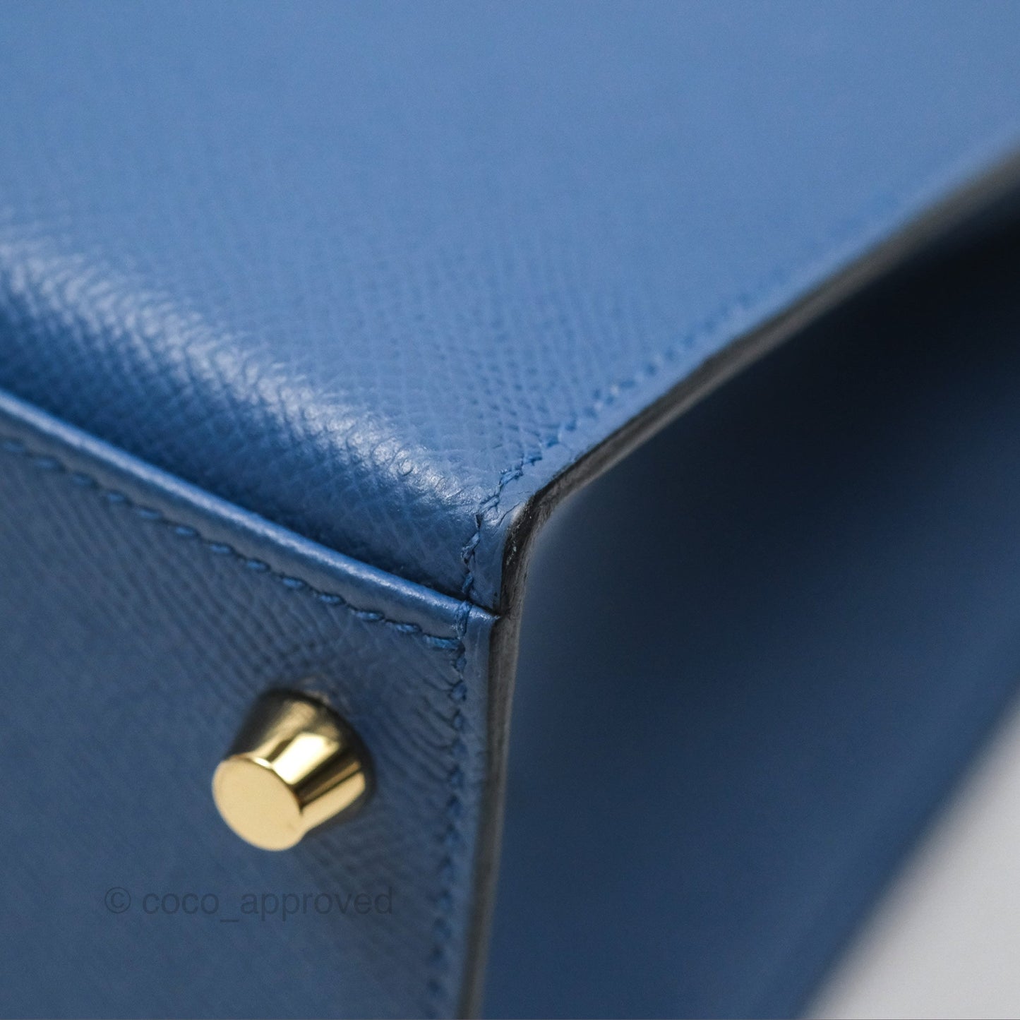 Hermès Sellier Kelly 28 Blue Epsom Gold Hardware