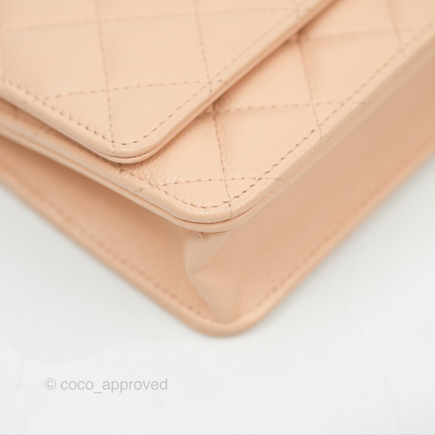 Chanel Quilted Bow Wallet On Chain WOC Light Beige Caviar Gold Hardware