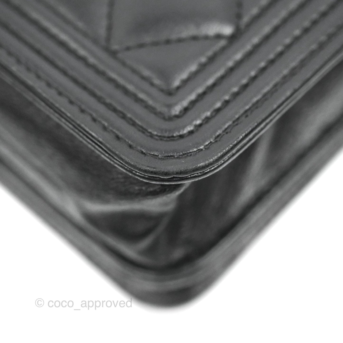 Chanel Quilted Boy Wallet on Chain WOC Black Lambskin Silver Hardware