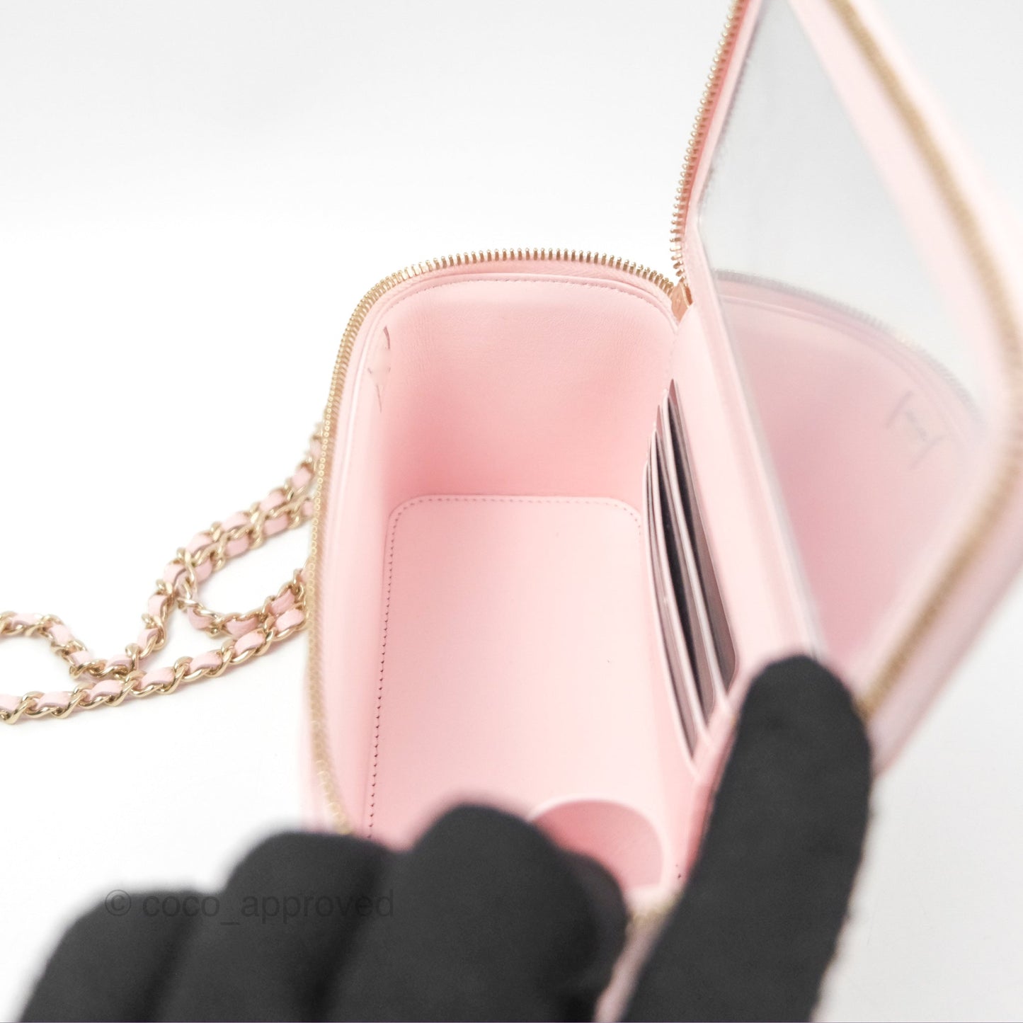 Chanel Classic Vanity With Chain Pink Caviar Gold Hardware