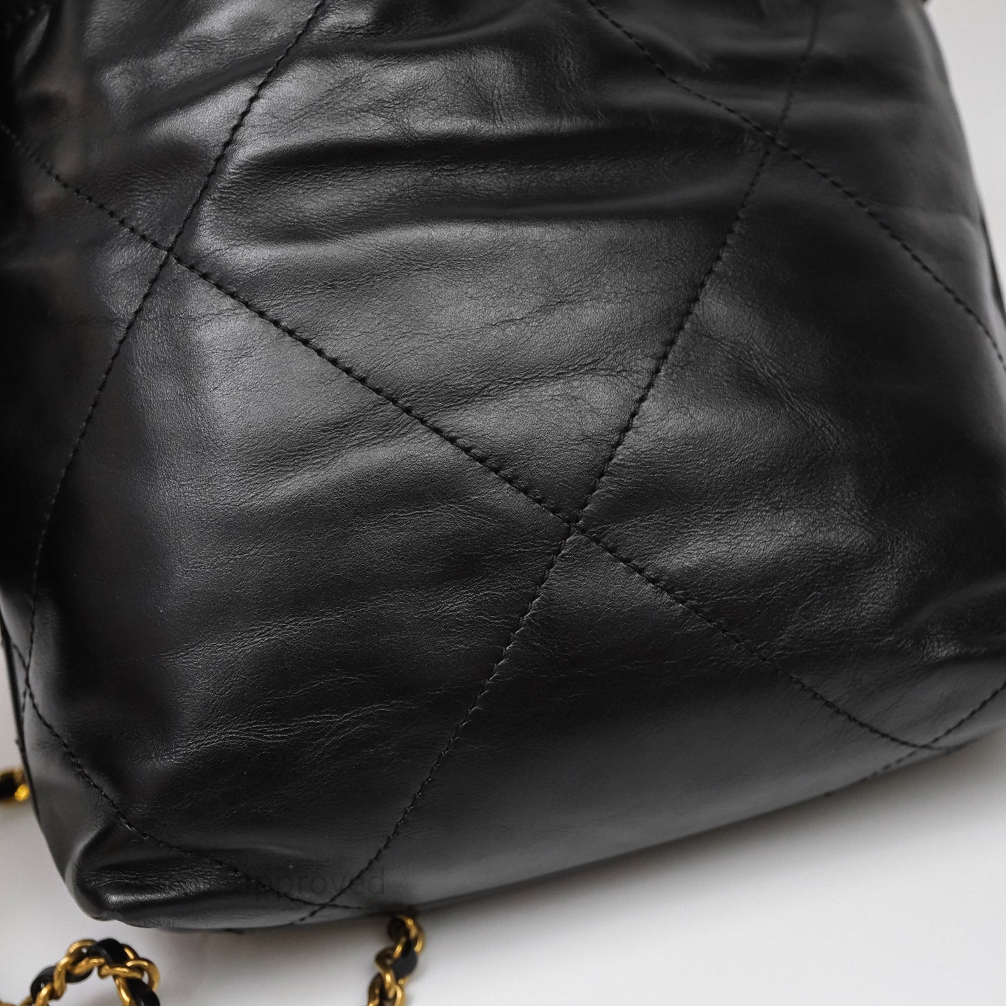 Chanel 22 Mini Bag Black Crumpled Calfskin Aged Gold Hardware