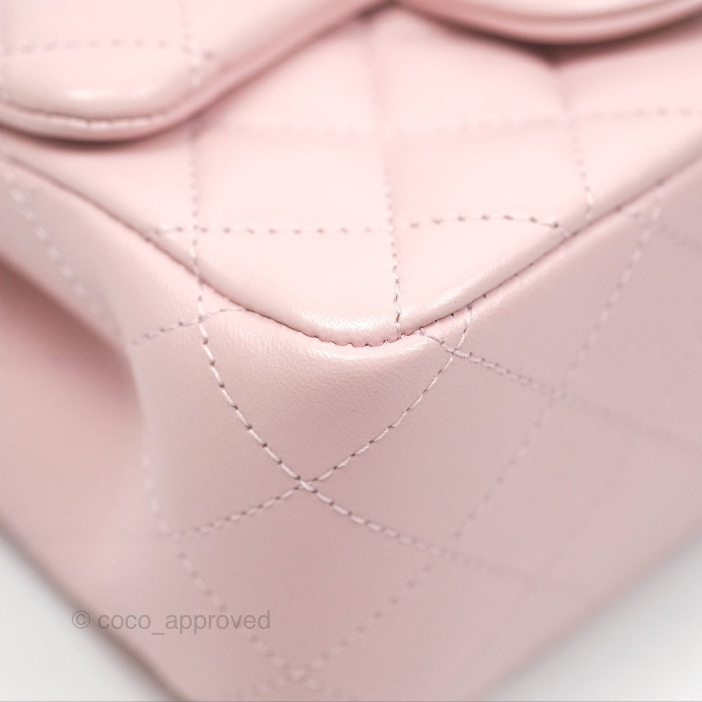 Chanel Pearl Crush Mini Square Quilted Light Pink Lambskin Aged Gold Hardware