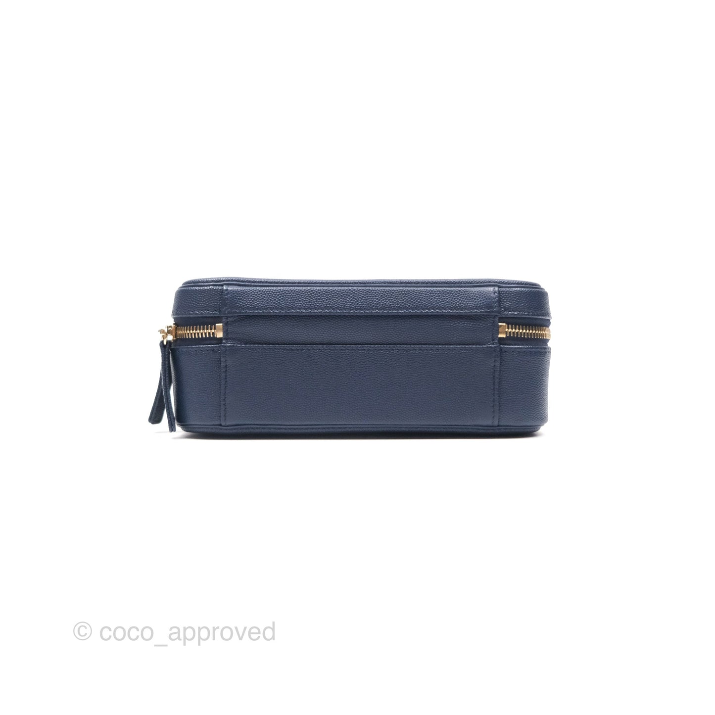 Chanel Quilted Medium CC Filigree Vanity Case Dark Navy Caviar Gold Hardware