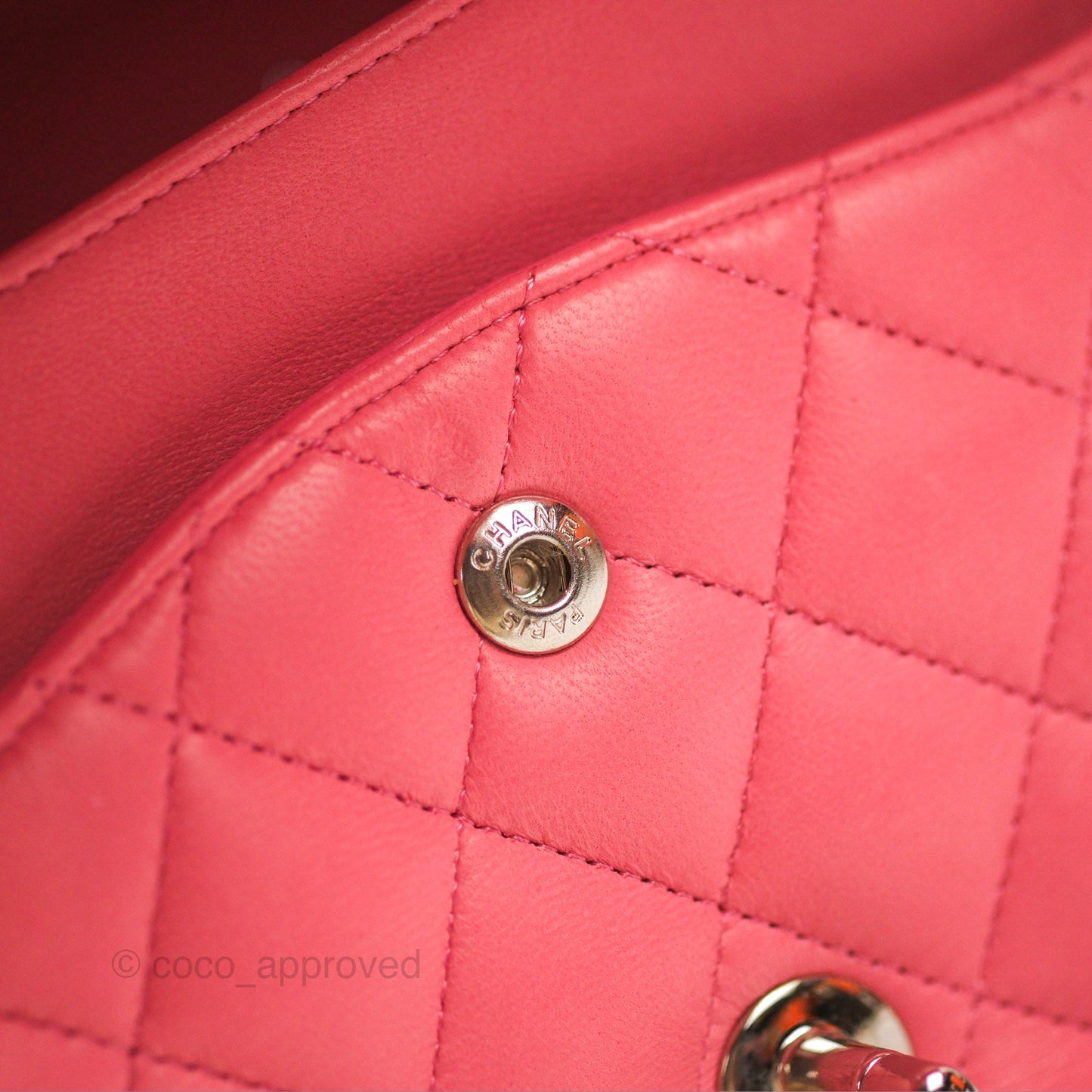 Chanel Classic M/L Medium Flap Quilted Pink Lambskin Silver Hardware