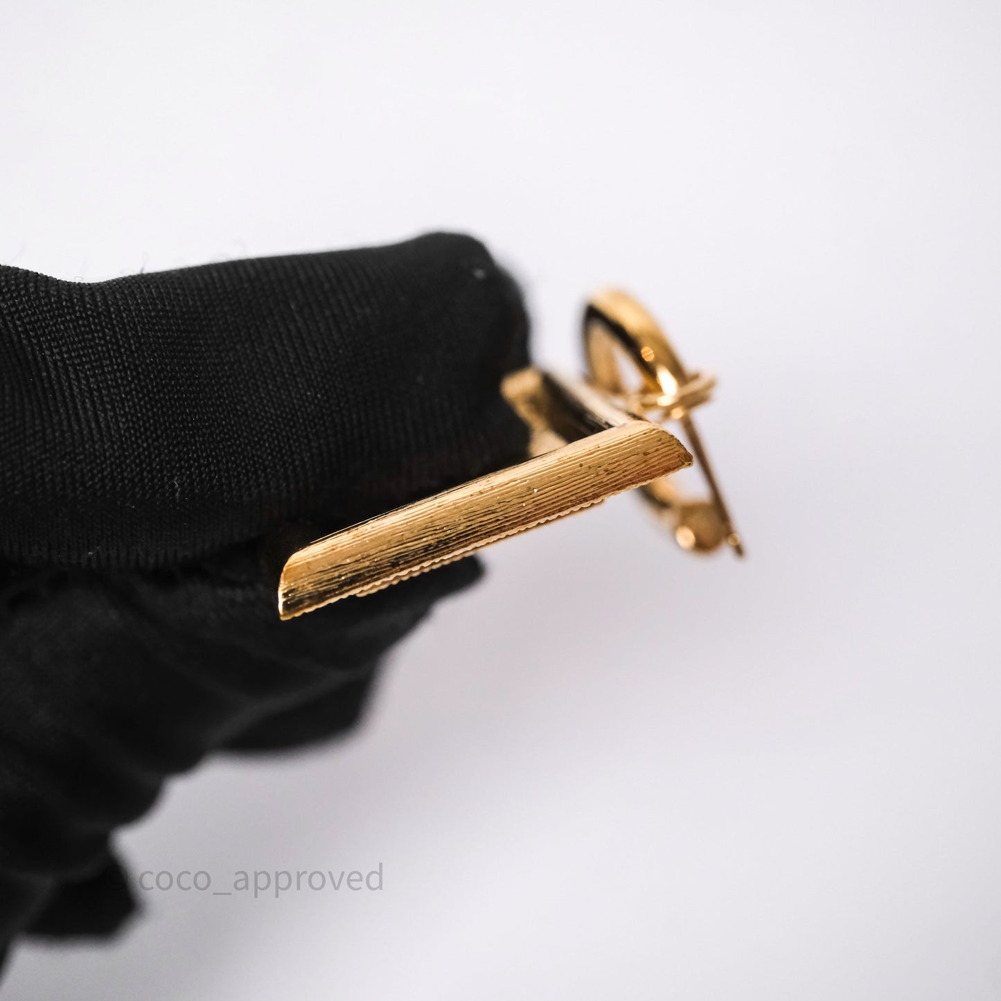 Chanel Drop Square CC Earrings Pink Gold Tone 24S