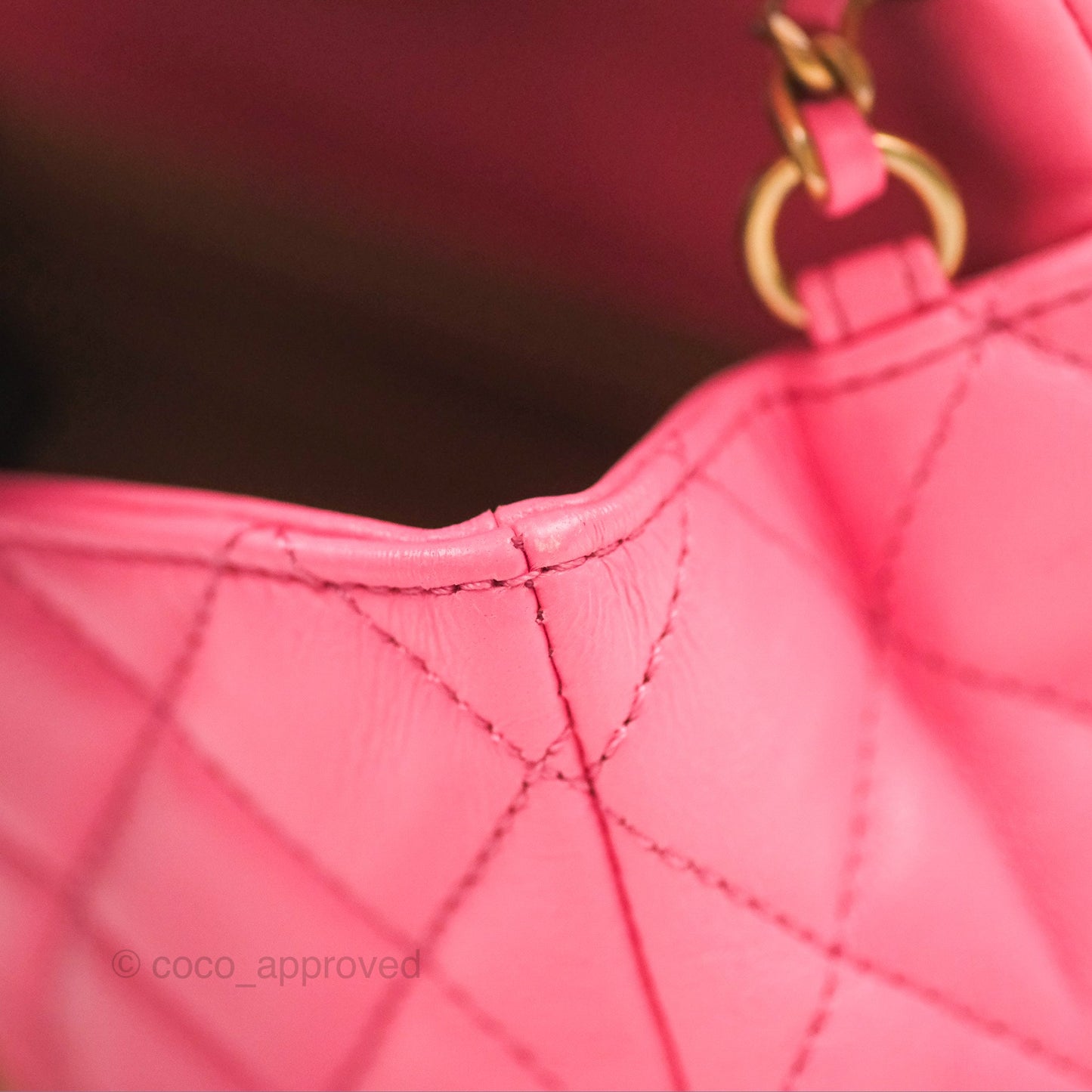 Chanel Mini Rectangular Pearl Crush Quilted Pink Lambskin Aged Gold Hardware