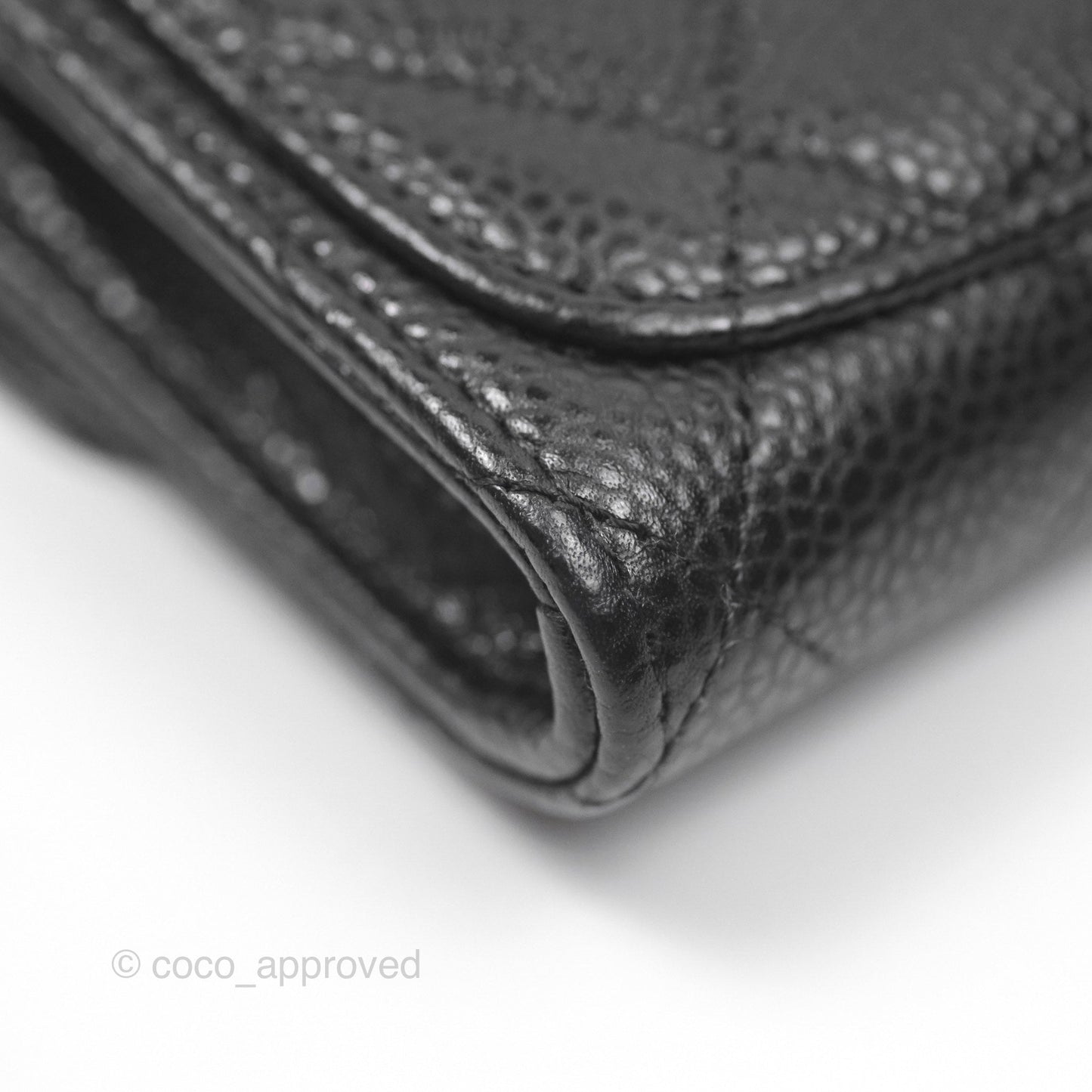 Chanel Caviar Quilted Flap Card Holder Black Gold Hardware