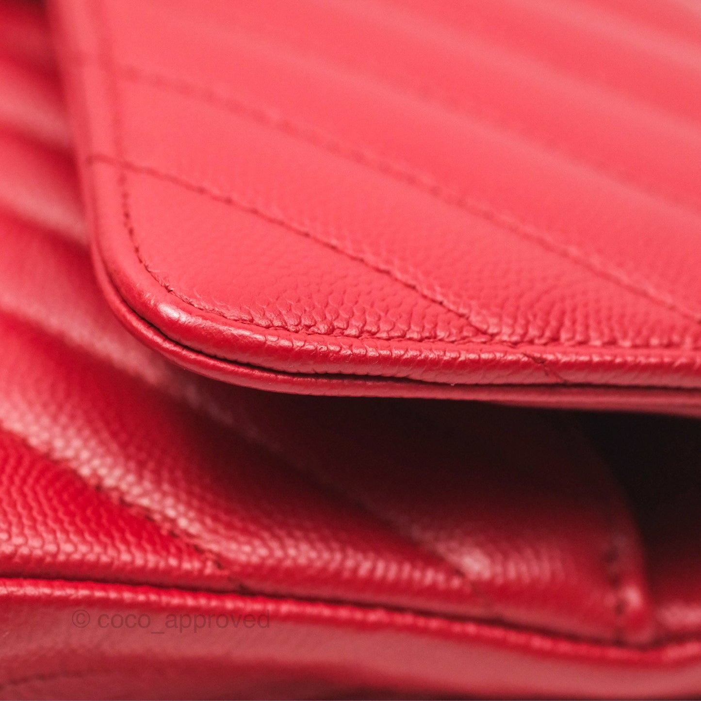 Chanel Medium Classic Flap Chevron Red Caviar Silver Hardware