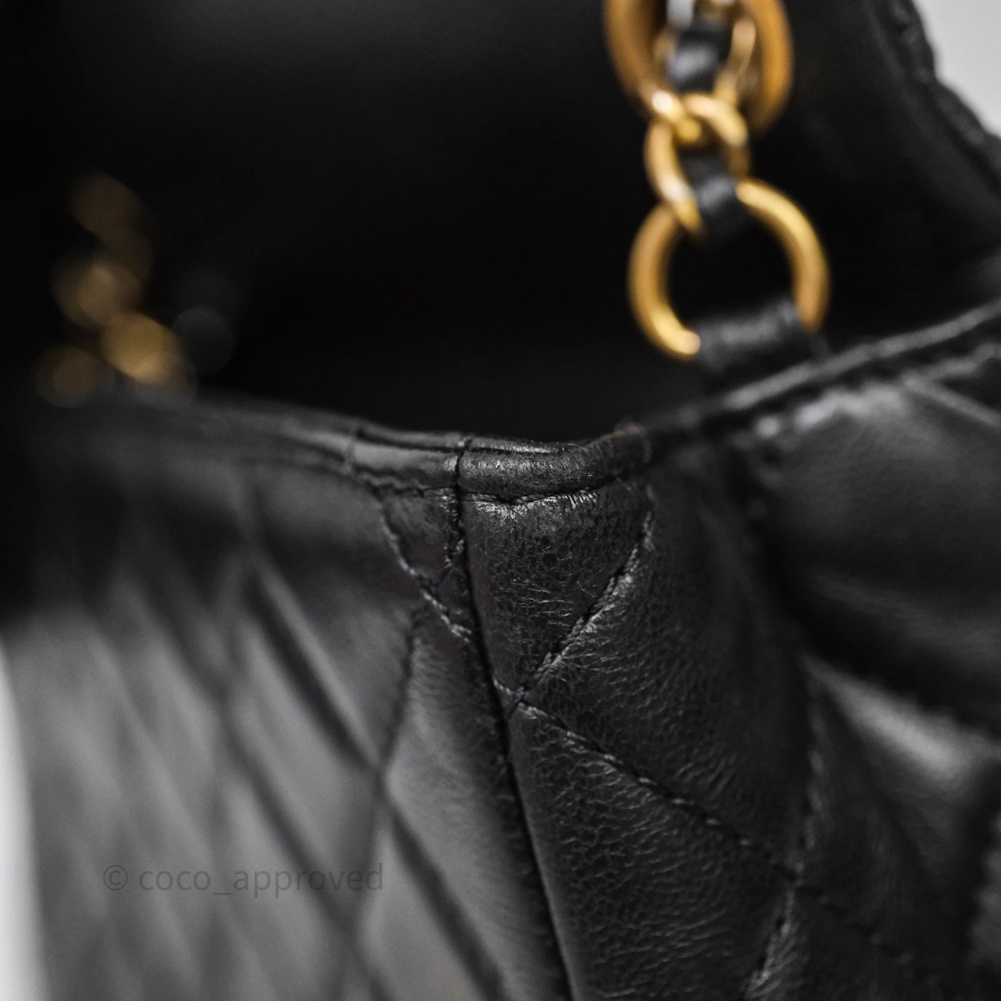 Chanel Pearl Crush Mini Square Quilted Black Lambskin Aged Gold Hardware