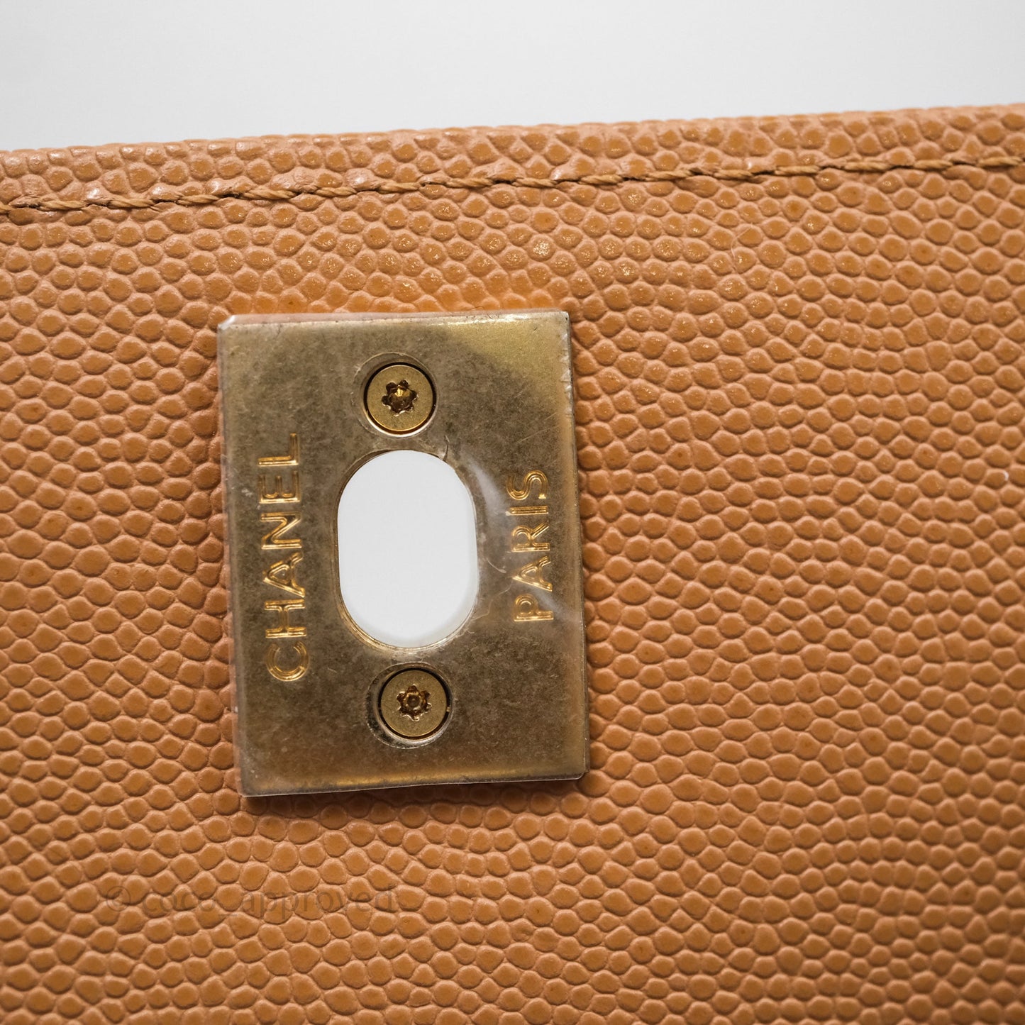 Chanel Small Coco Handle with Chain Handle Beige Caviar Aged Gold Hardware 23P
