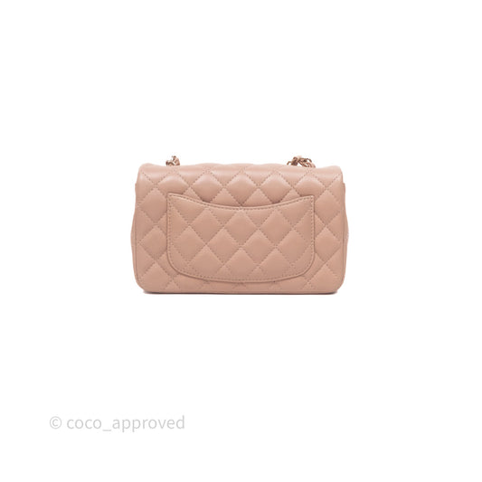 Chanel Mini Rectangular Quilted Beige Lambskin Gold Hardware