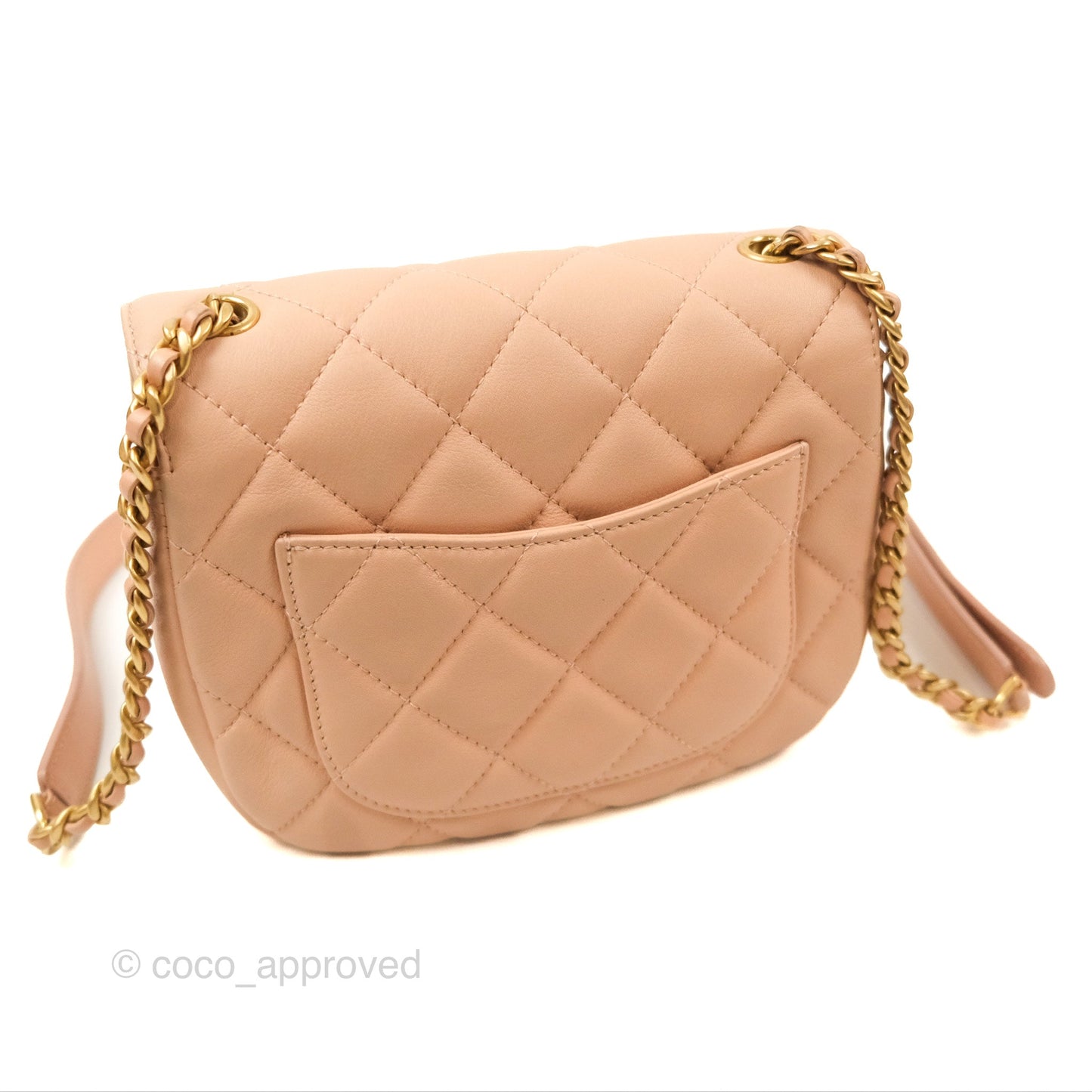 Chanel Messenger Bag Beige Pink Calfskin Aged Gold Hardware