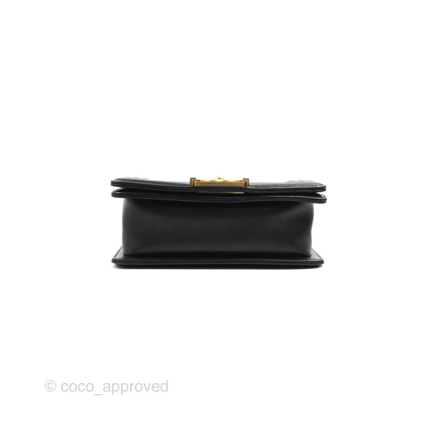 Chanel Small Boy Black Lambskin Aged Gold Hardware