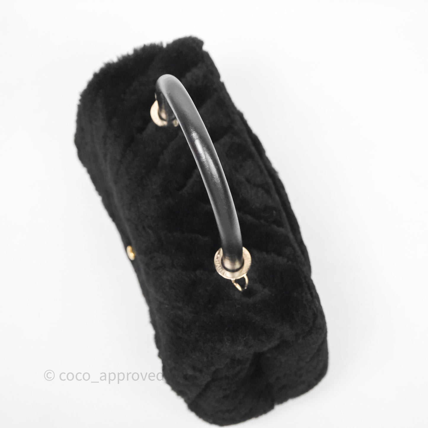 Chanel Small Coco Handle Shearling Black Gold Hardware