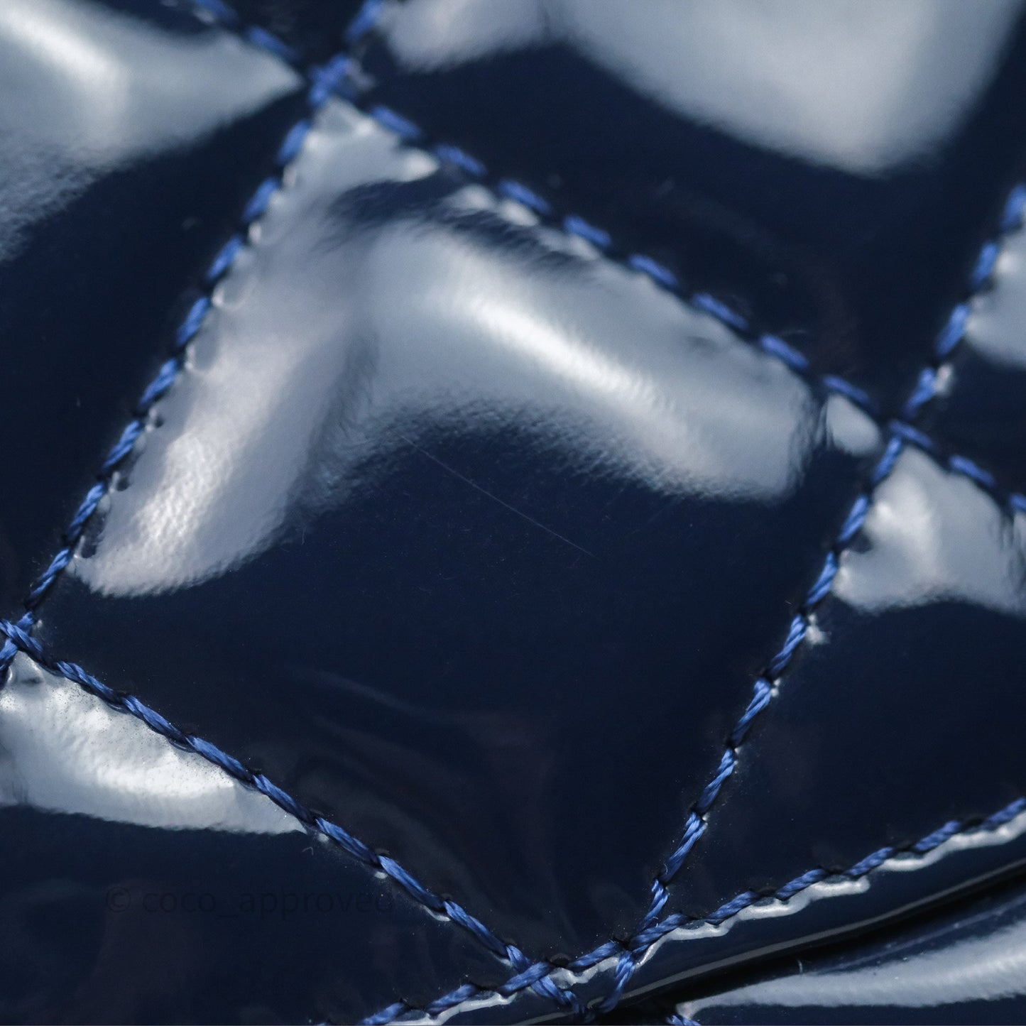 Chanel Quilted Bowling Tote Royal Blue Patent Silver Hardware