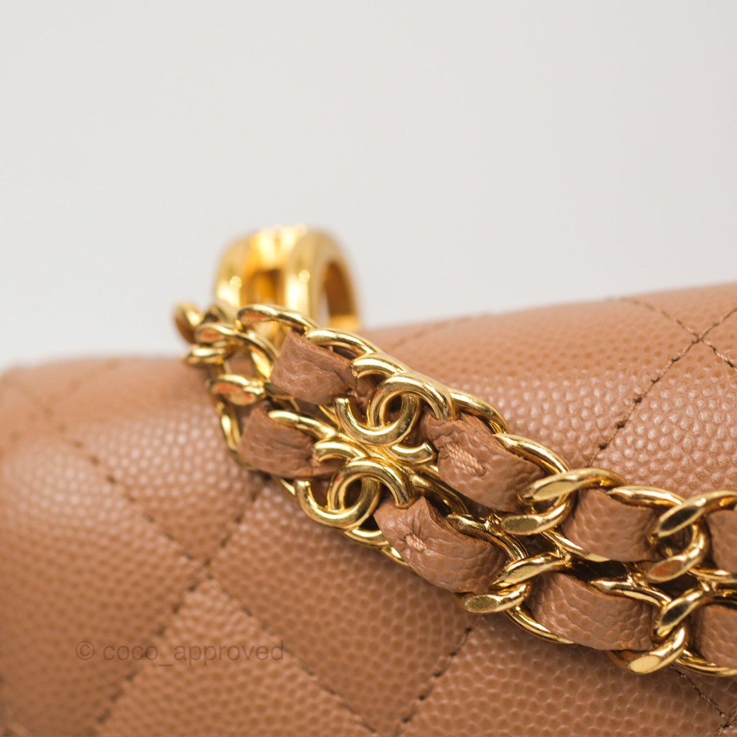 Chanel Coco First Wallet On Chain WOC Dark Beige Caviar Gold Hardware 22K