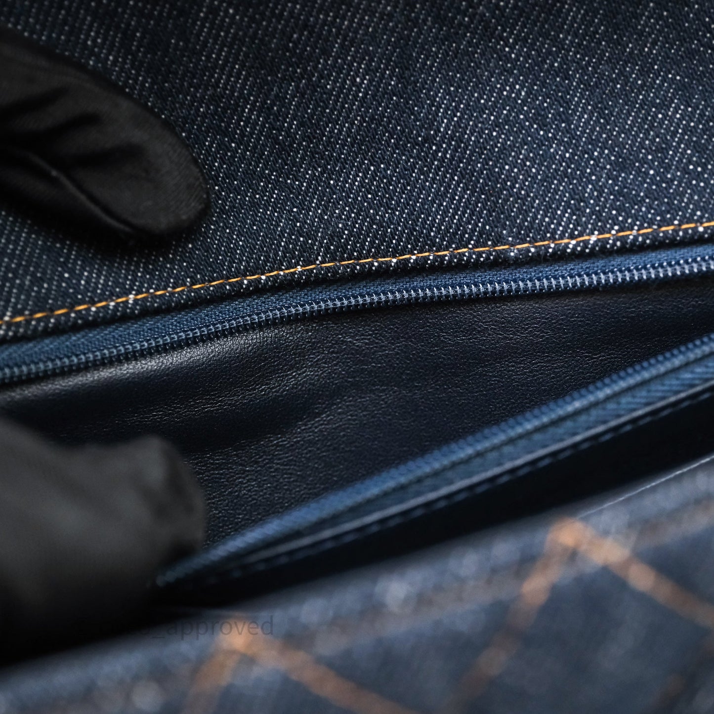 Chanel Mini Rectangular Quilted Dark Blue Denim Aged Gold Hardware