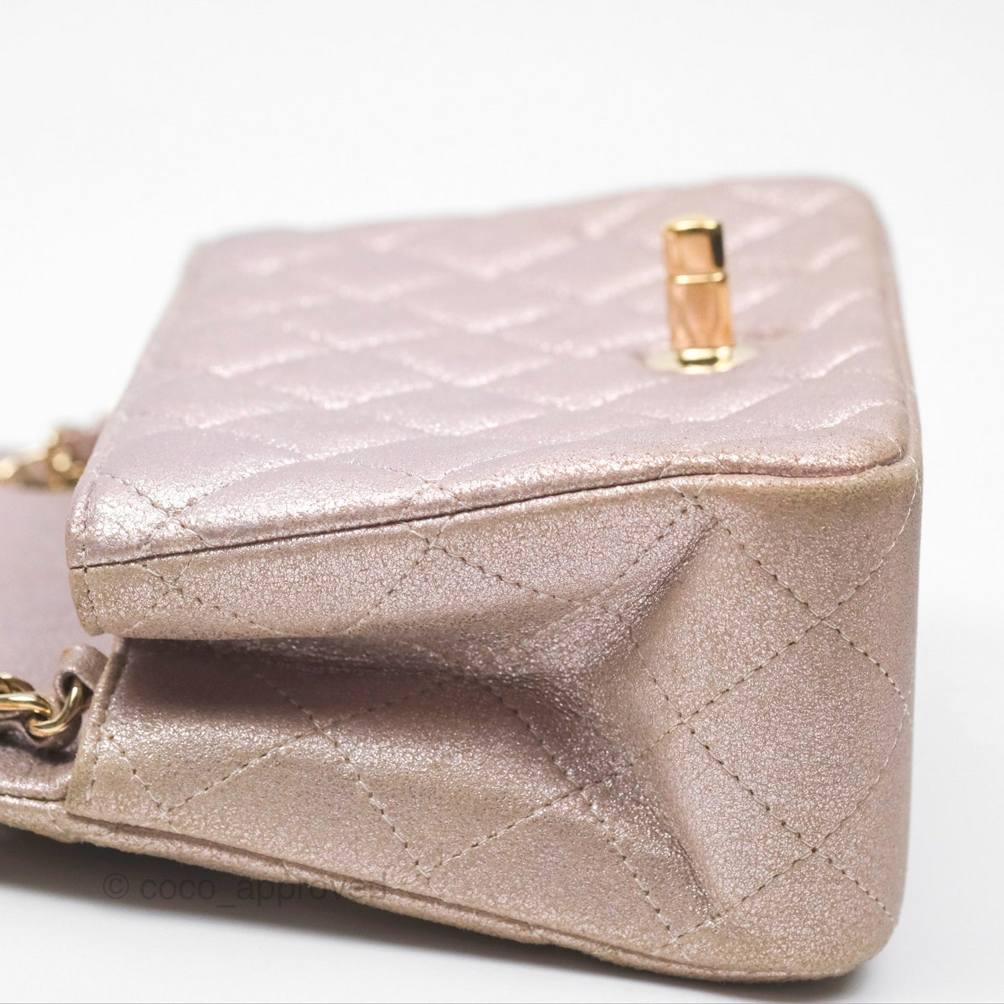 Chanel Mini Square Metallic Rose Gold Goatskin Gold Hardware 14B