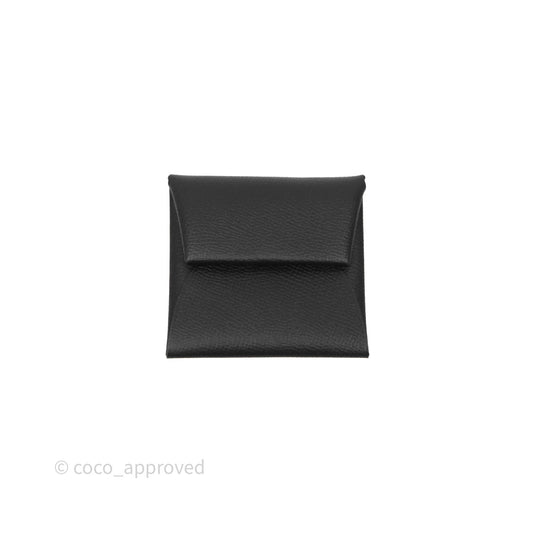 Hermes Bastia Change Purse Black Epsom