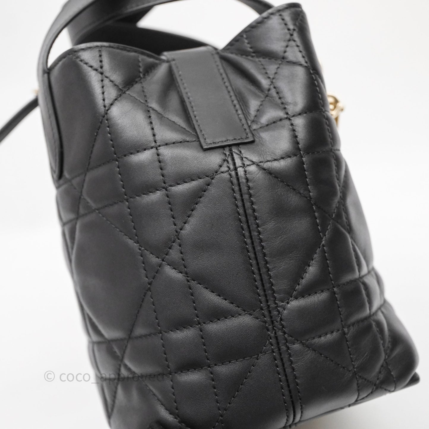 Christian Dior Small Toujours Vertical Tote Bag Black Macrocannage Calfskin Gold Hardware