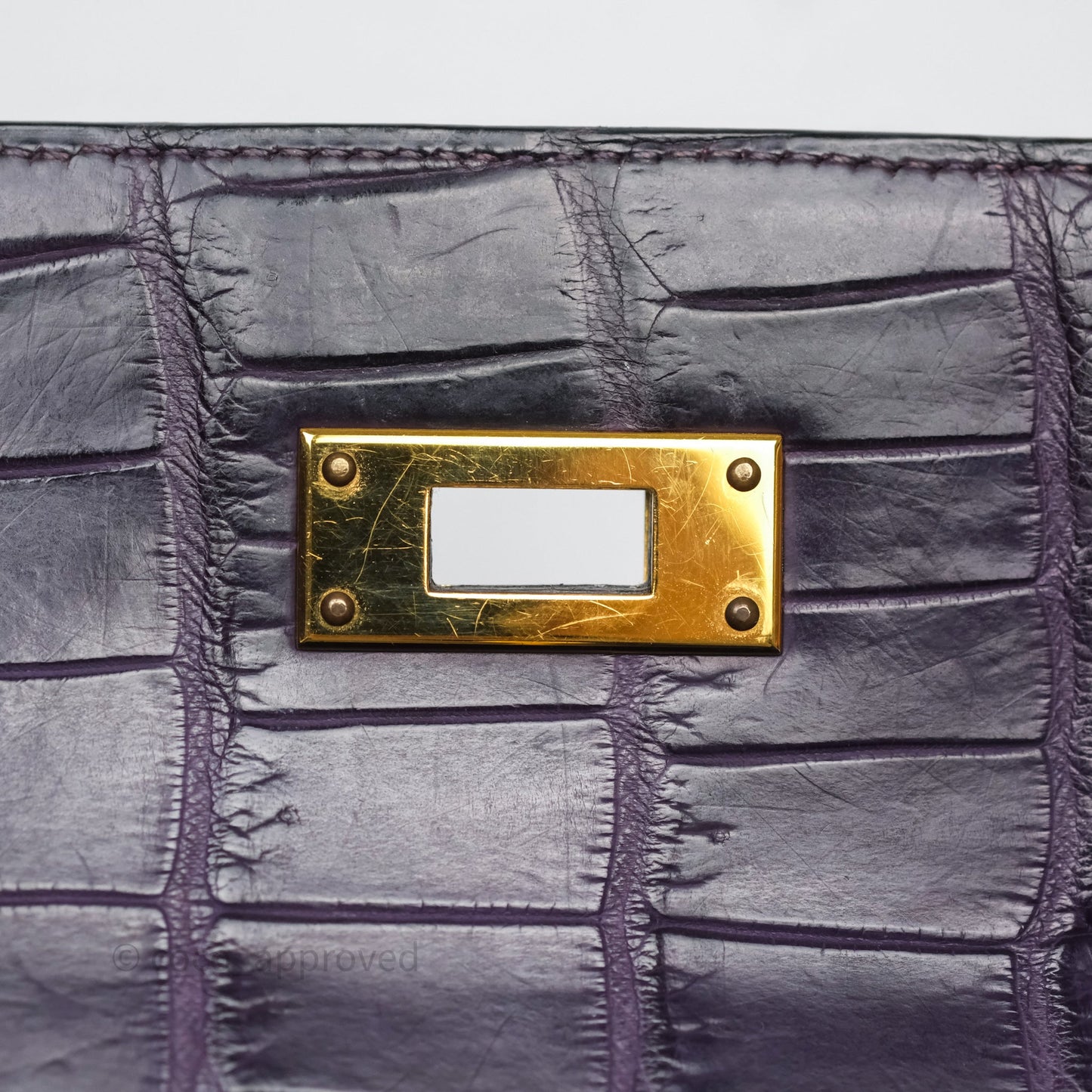 Hermès Kelly 28 Purple Crocodile Gold Hardware