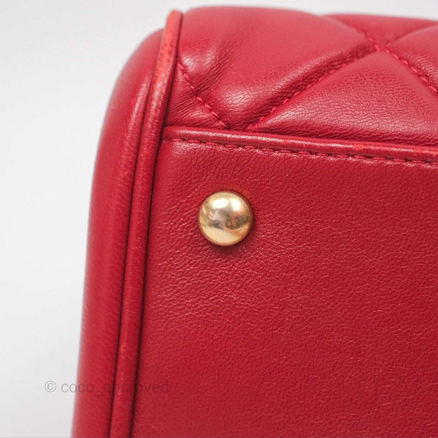 Chanel Tote Bag Red Lambskin Aged Gold Hardware