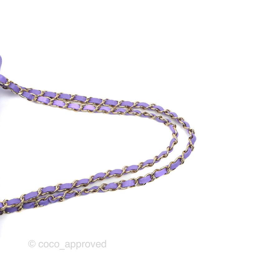 Chanel Classic Small S/M Flap Purple Caviar Light Gold Hardware 20S
