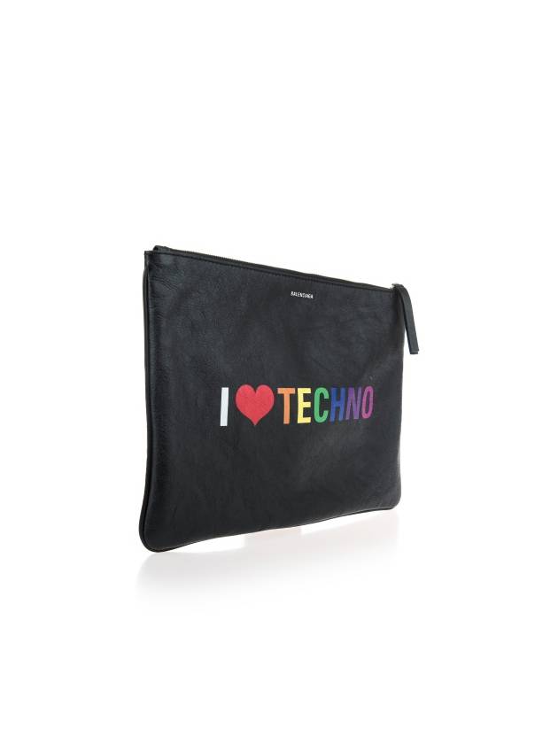 Luxury Balenciaga I Love Techno Clutch Bag Black